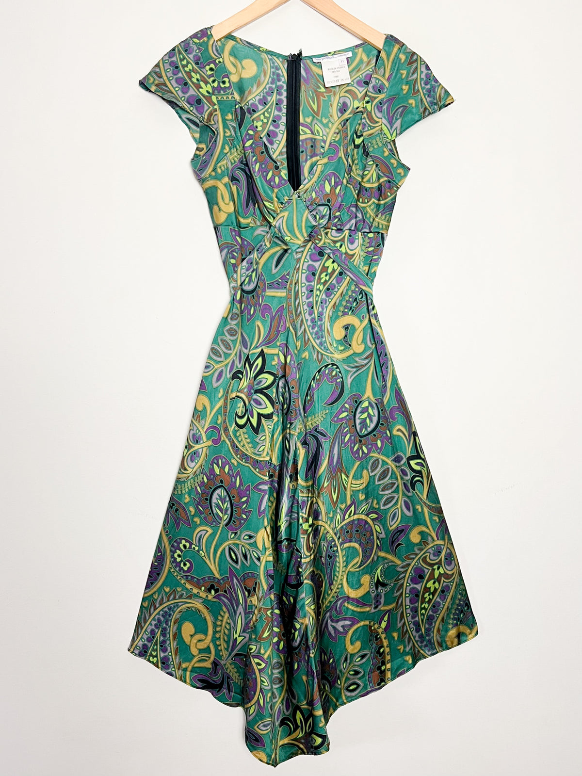 Robe Empire 100% Soie Motif Cachemire Asymétrique Marque Les Petites... T36