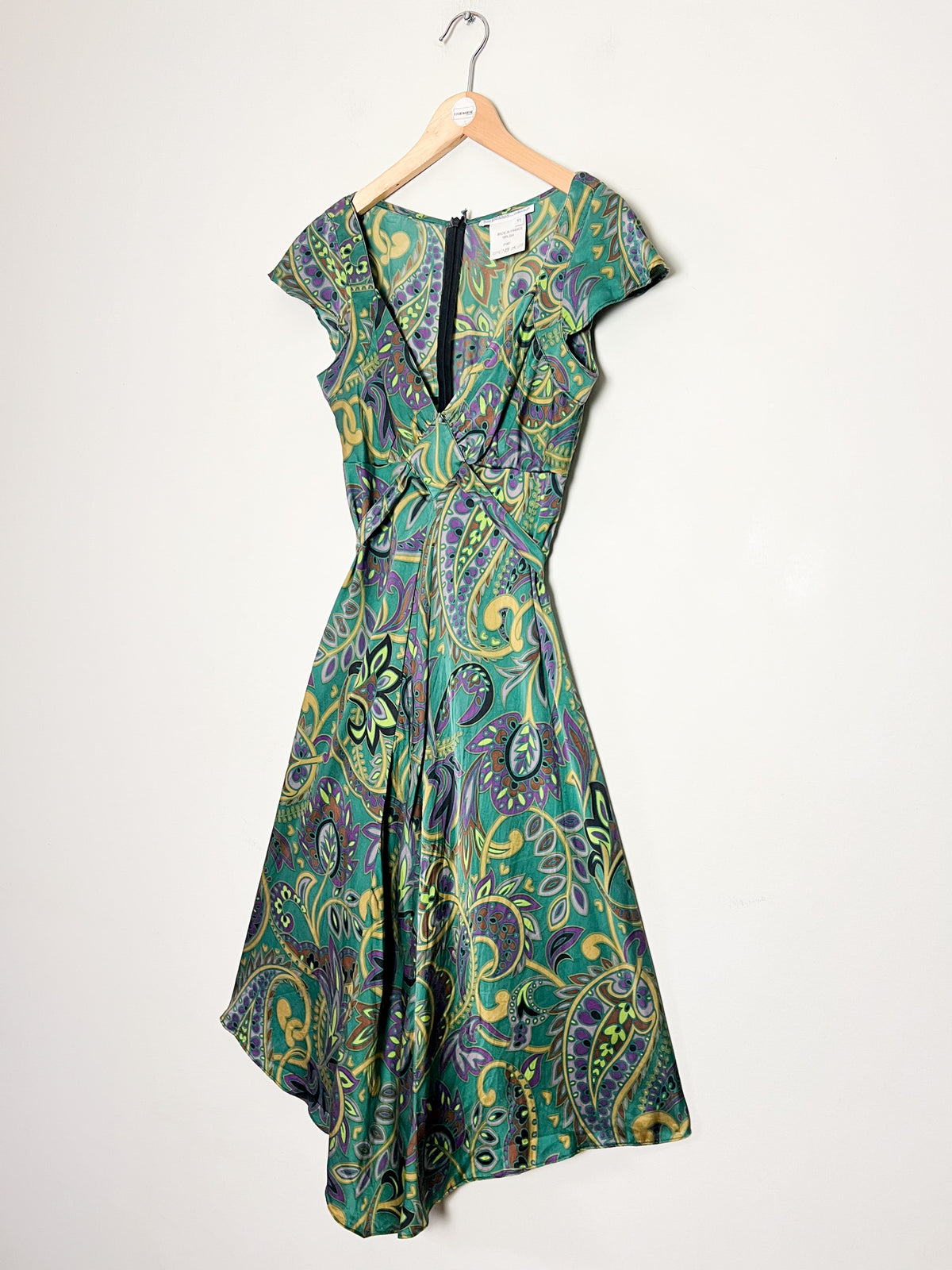 Robe Empire 100% Soie Motif Cachemire Asymétrique Marque Les Petites... T36