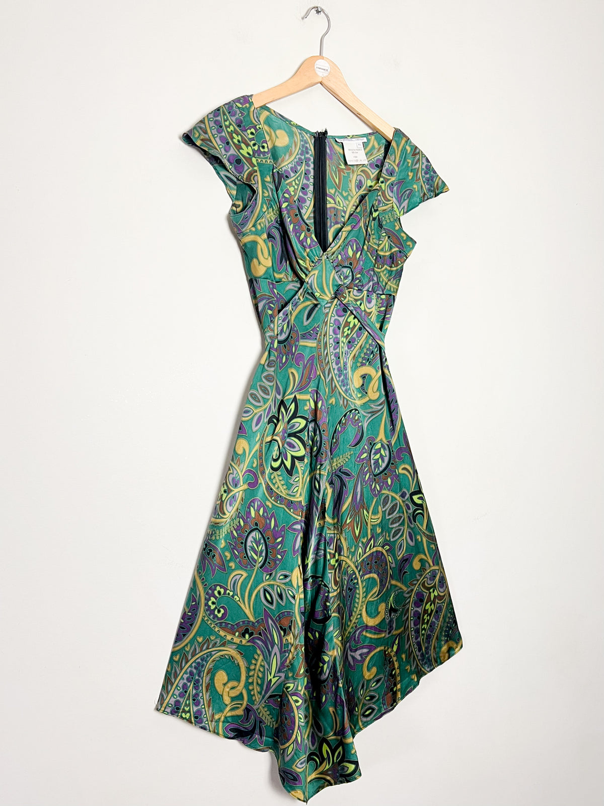 Robe Empire 100% Soie Motif Cachemire Asymétrique Marque Les Petites... T36