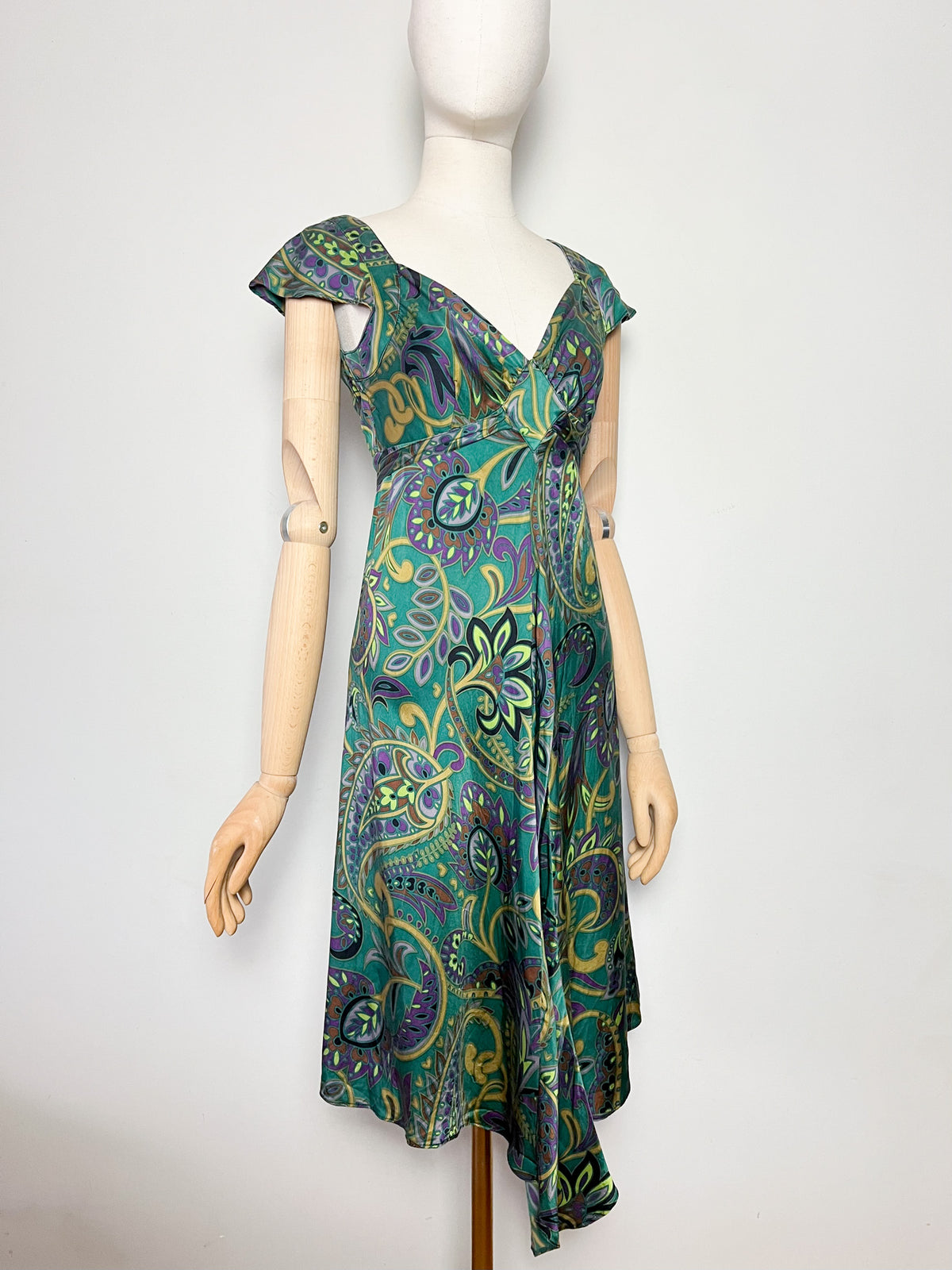 Robe Empire 100% Soie Motif Cachemire Asymétrique Marque Les Petites... T36