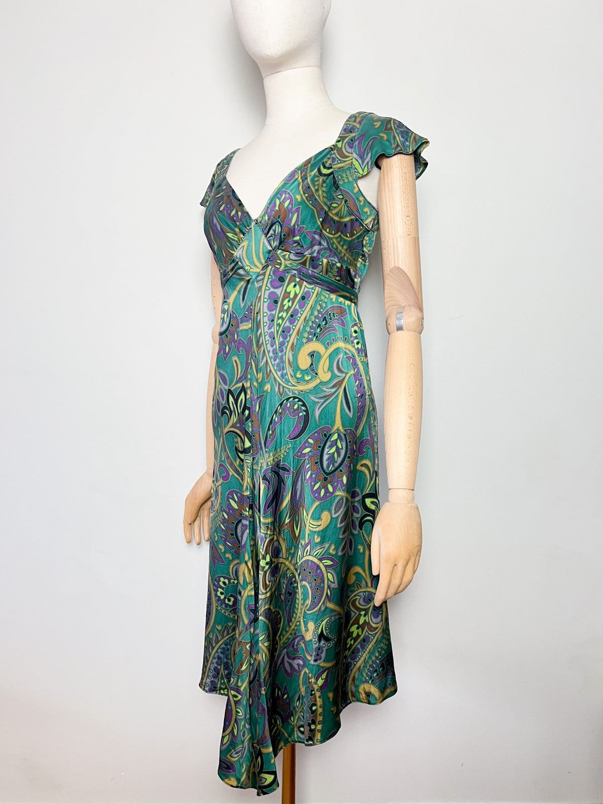 Robe Empire 100% Soie Motif Cachemire Asymétrique Marque Les Petites... T36