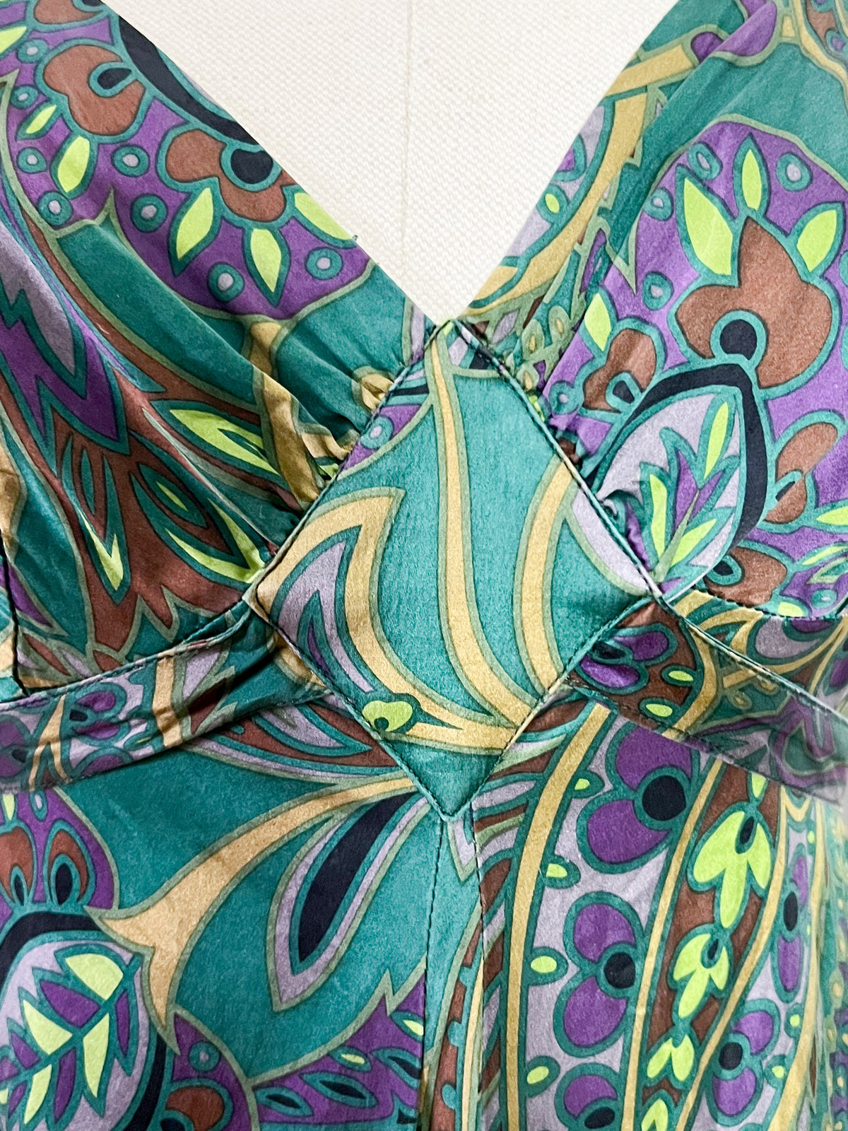 Robe Empire 100% Soie Motif Cachemire Asymétrique Marque Les Petites... T36