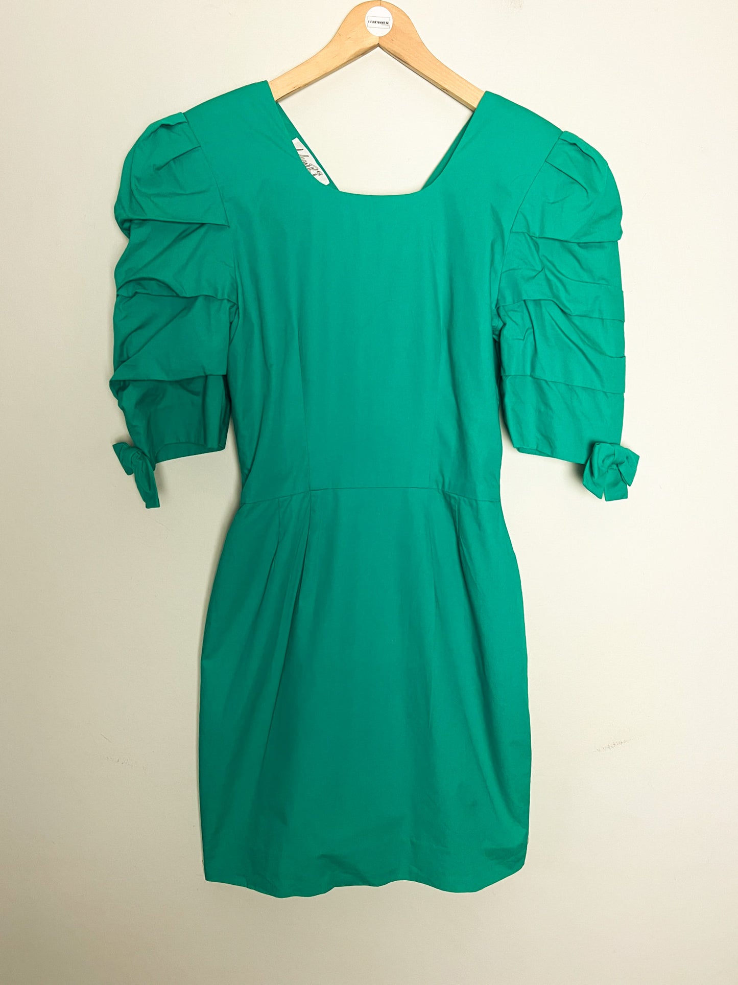 Robe Cocktail Vintage Années 80 90 Vert - Épaulettes & Nœuds Dos/Manches - Youri T34