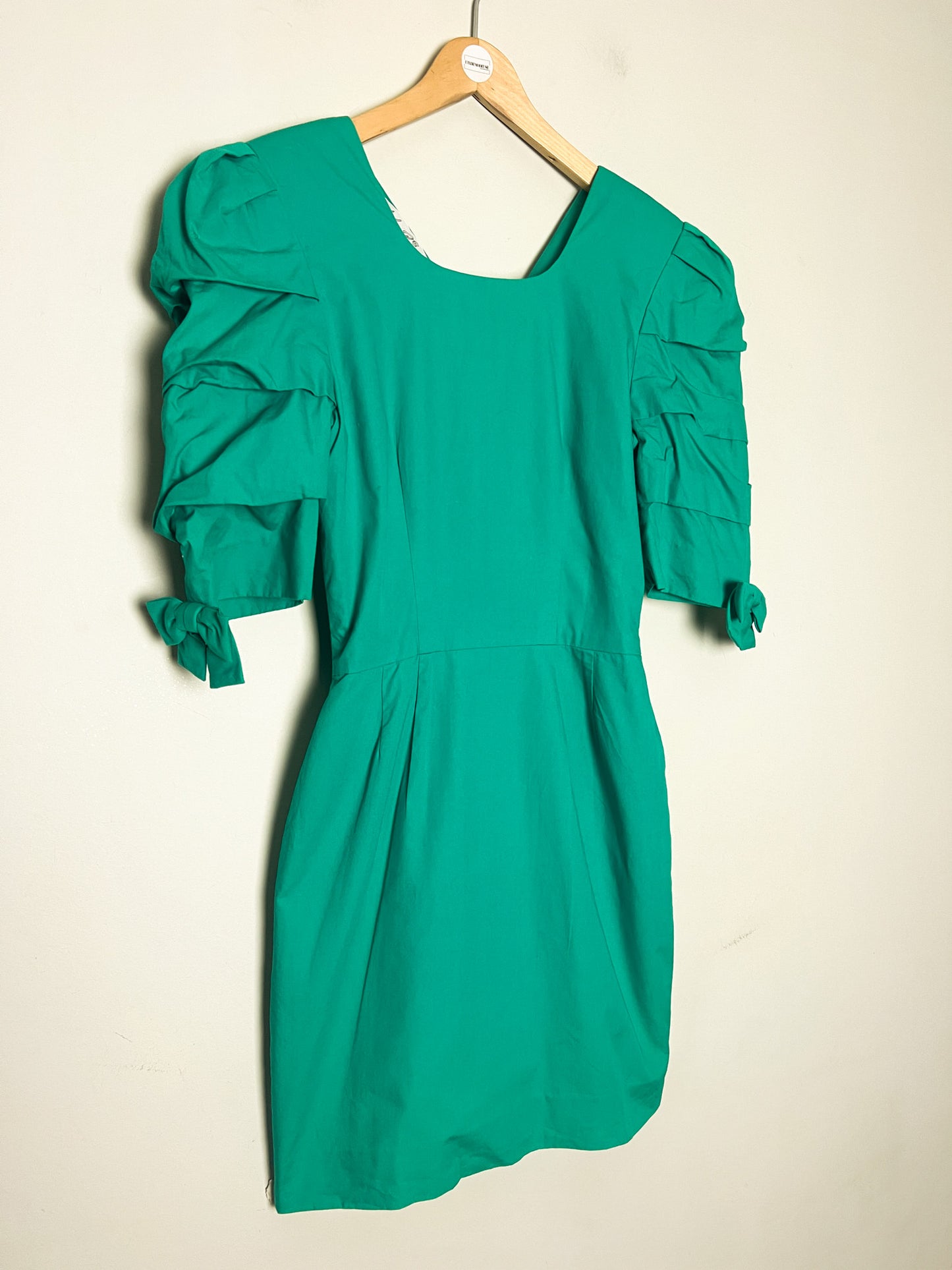 Robe Cocktail Vintage Années 80 90 Vert - Épaulettes & Nœuds Dos/Manches - Youri T34