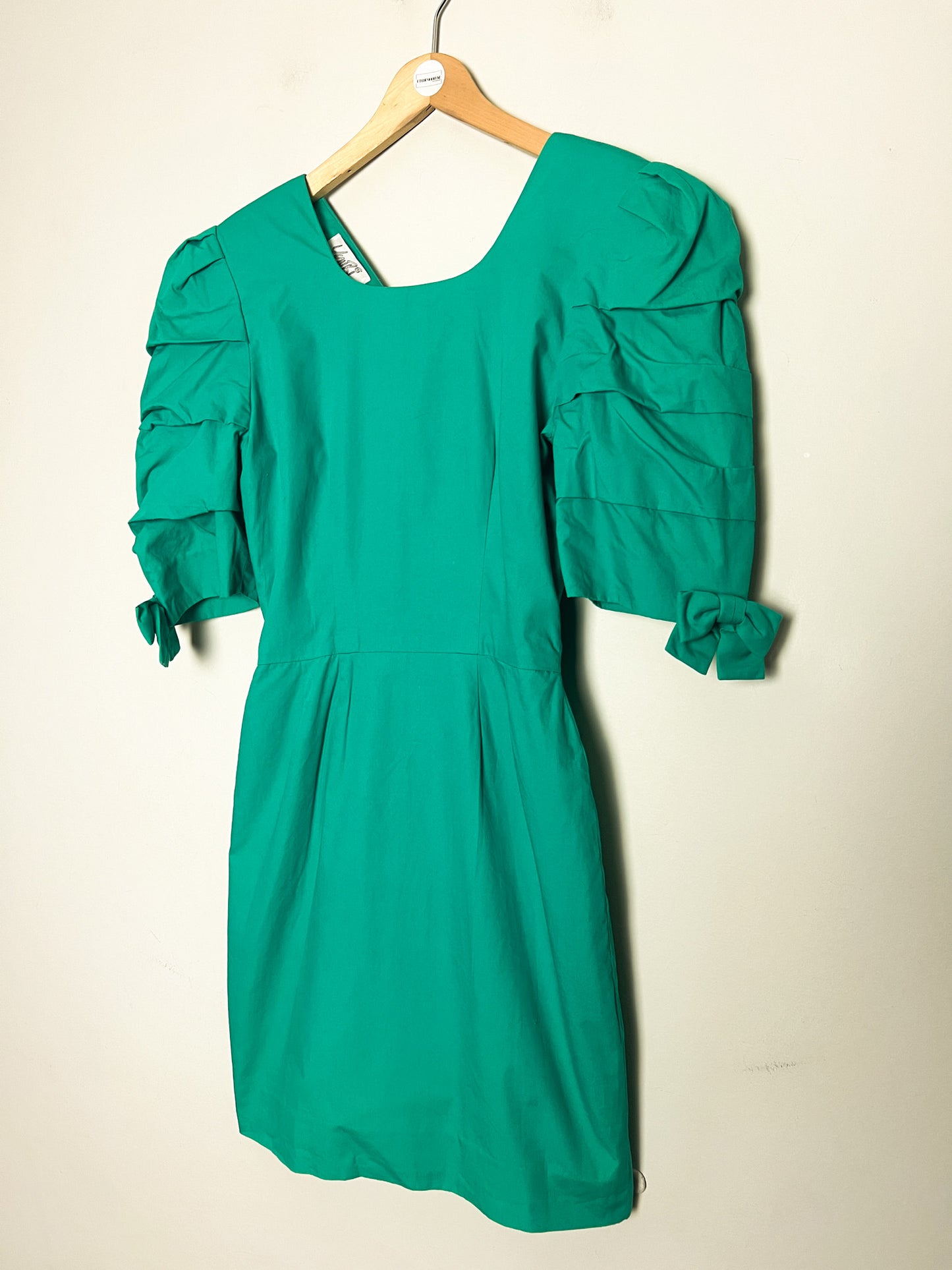 Robe Cocktail Vintage Années 80 90 Vert - Épaulettes & Nœuds Dos/Manches - Youri T34