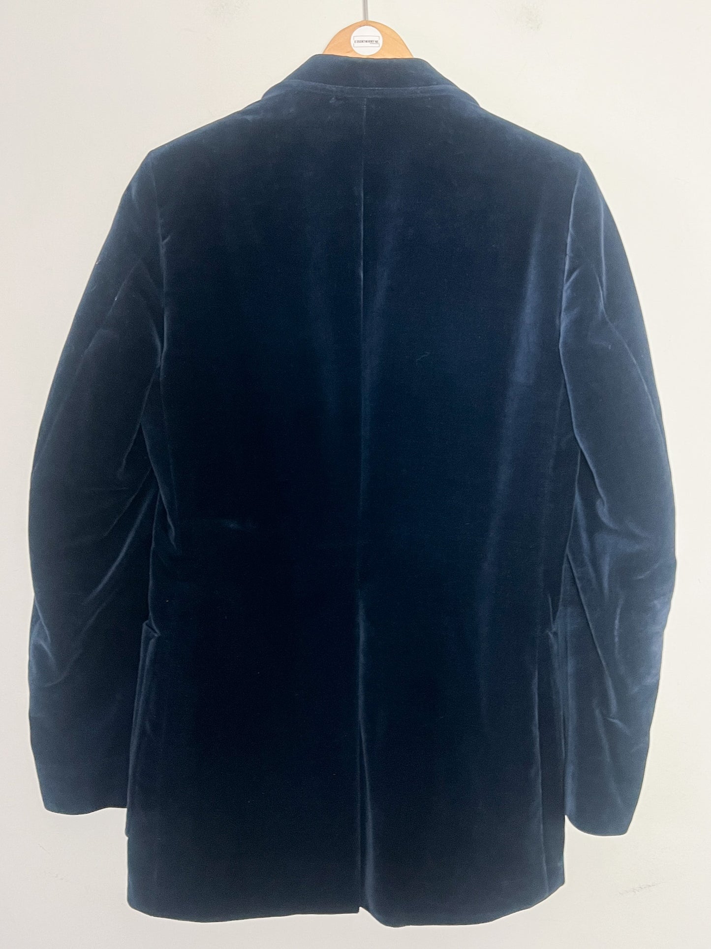Veste Blazer Vintage années 90 Cintrée Velours de Coton Bleu Marine - Doublure Viscose - Chic Classique T40 (L)