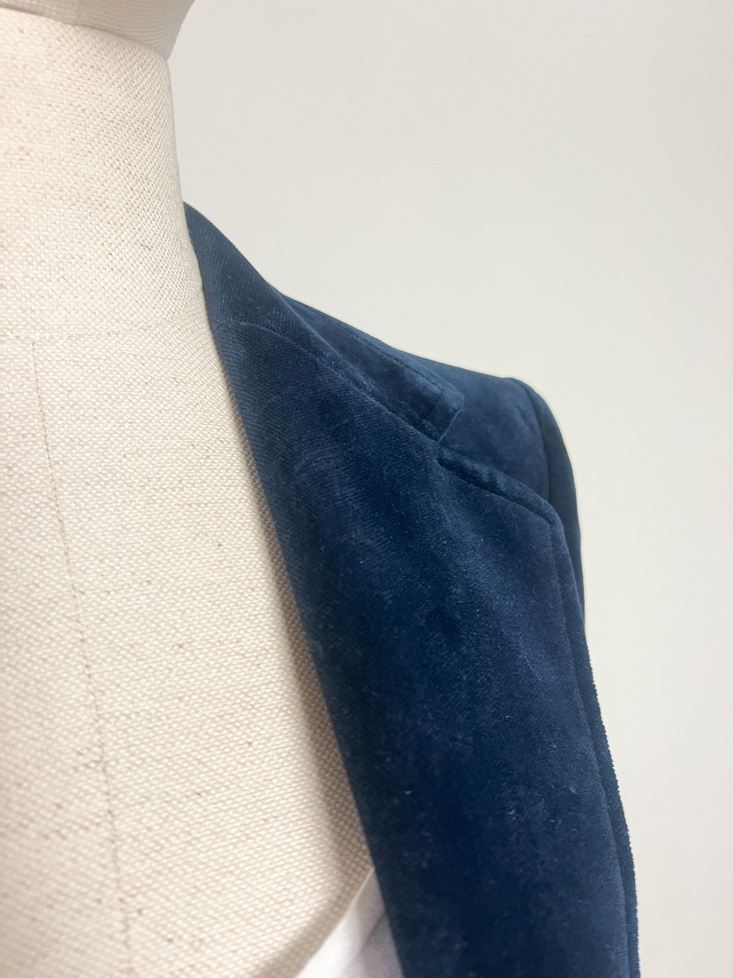 Veste Blazer Vintage années 90 Cintrée Velours de Coton Bleu Marine - Doublure Viscose - Chic Classique T40 (L)