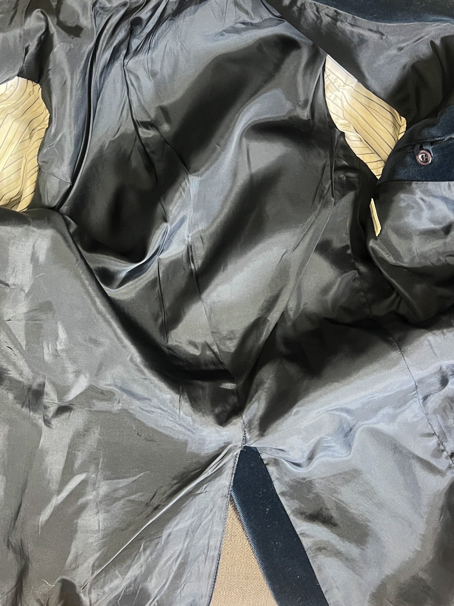 Veste Blazer Vintage années 90 Cintrée Velours de Coton Bleu Marine - Doublure Viscose - Chic Classique T40 (L)