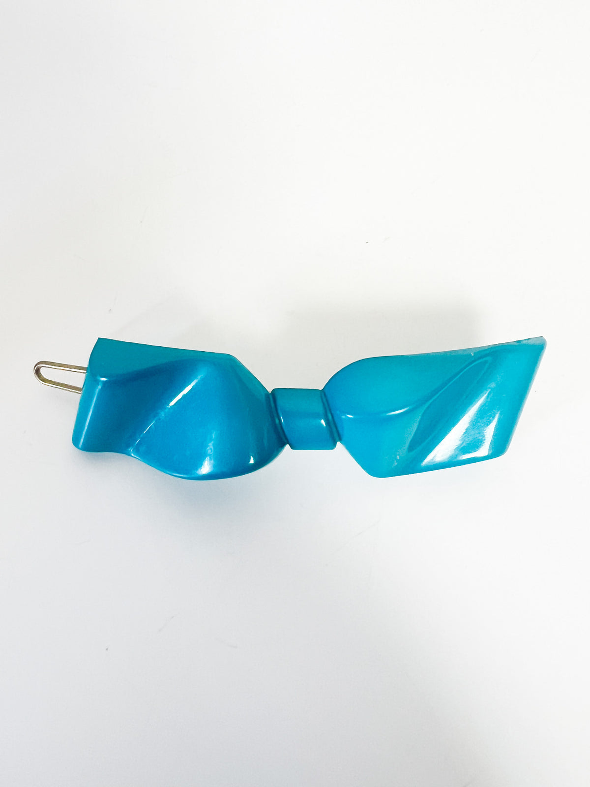 Barrette Vintage Années 80 Noeud Bleu Turquoise Pop