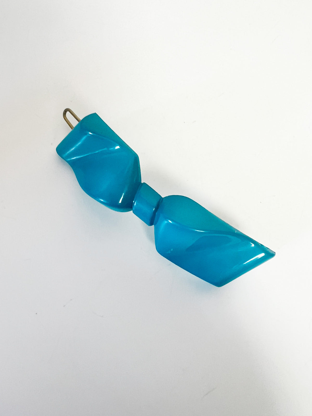 Barrette Vintage Années 80 Noeud Bleu Turquoise Pop