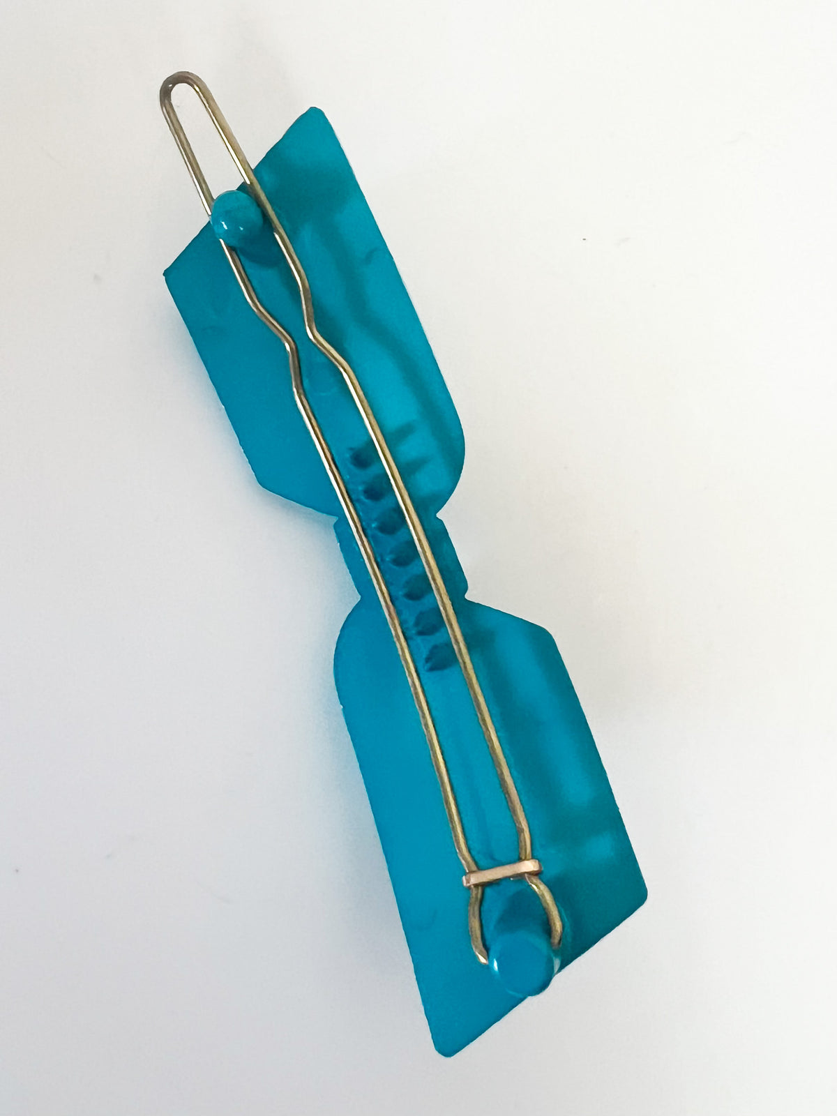 Barrette Vintage Années 80 Noeud Bleu Turquoise Pop