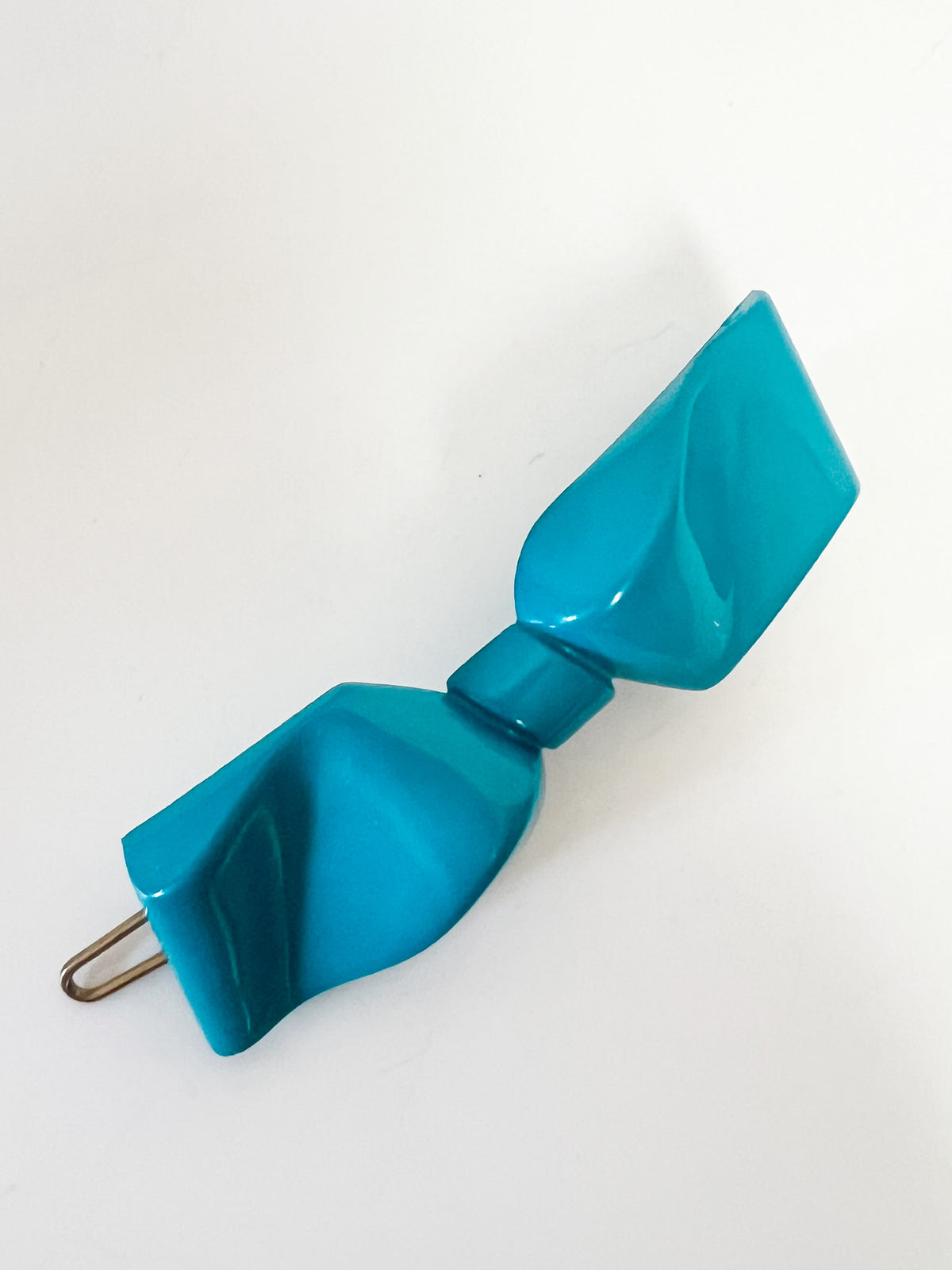 Barrette Vintage Années 80 Noeud Bleu Turquoise Pop