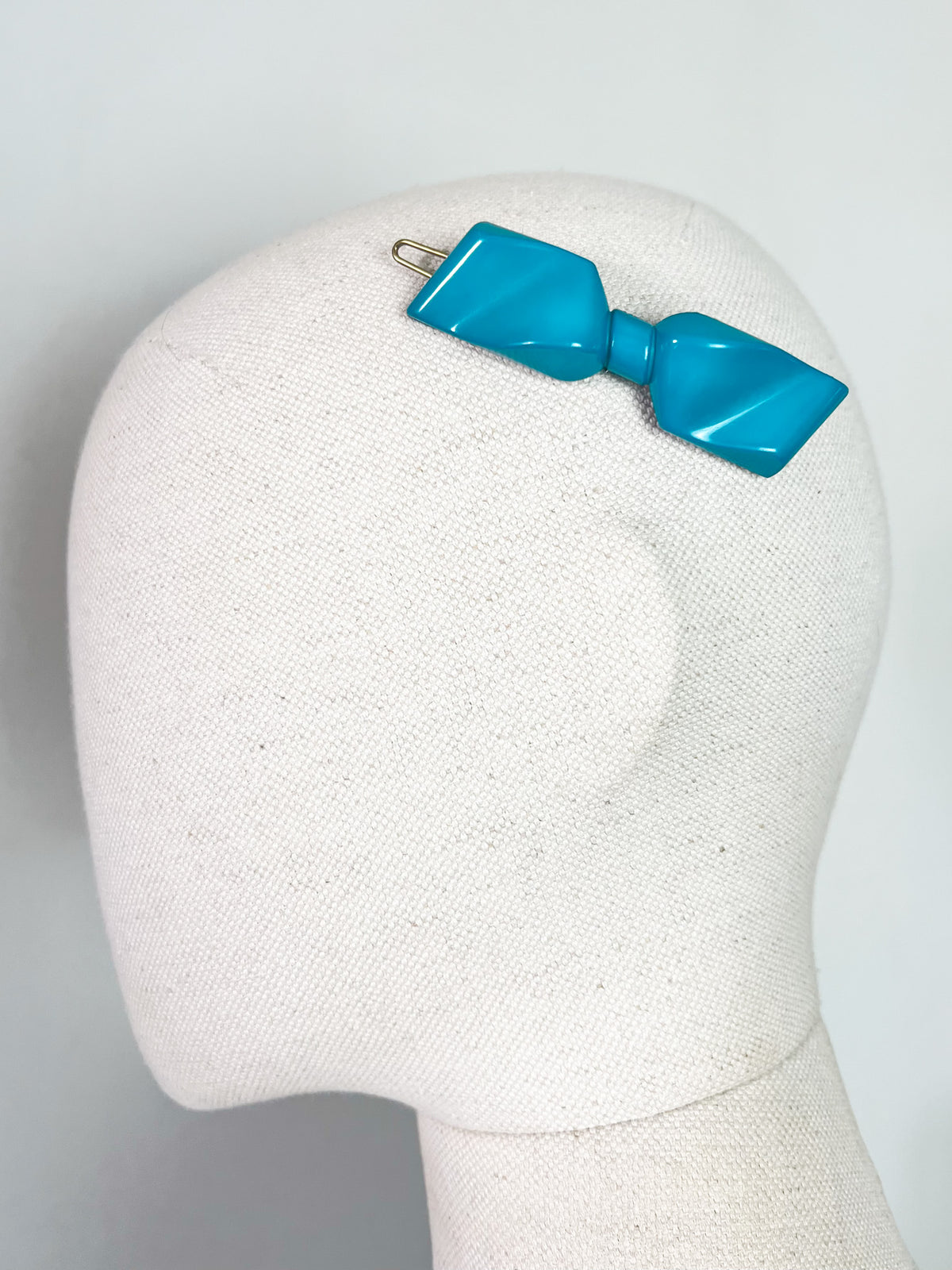 Barrette Vintage Années 80 Noeud Bleu Turquoise Pop