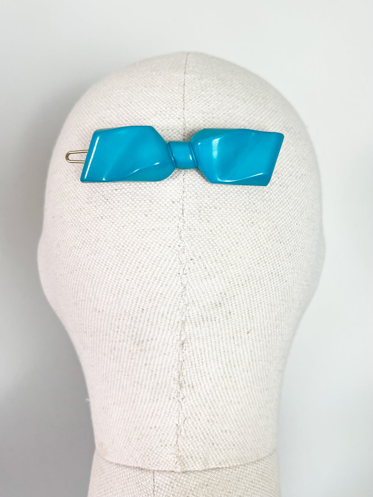 Barrette Vintage Années 80 Noeud Bleu Turquoise Pop