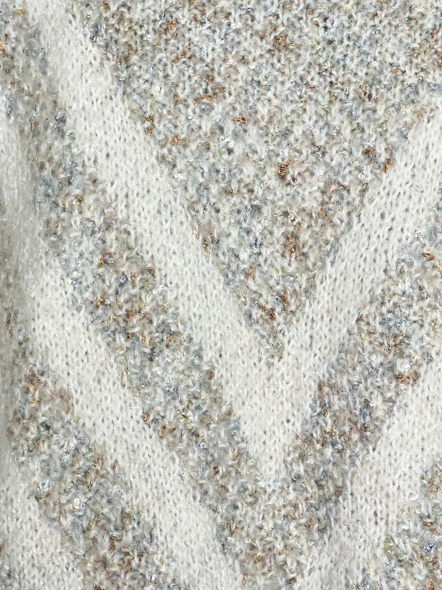 Pull Vintage Tricoté Main - Laine & Fils Métallisés Scintillants - Coupe Courte T 38 (M)