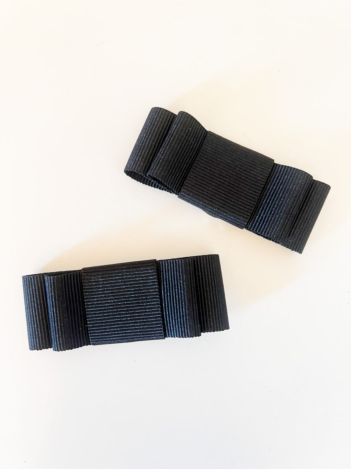 Clips à chaussures vintage nœuds en gros-grain noir État neuf en boîte Deadstock 1970s/80s