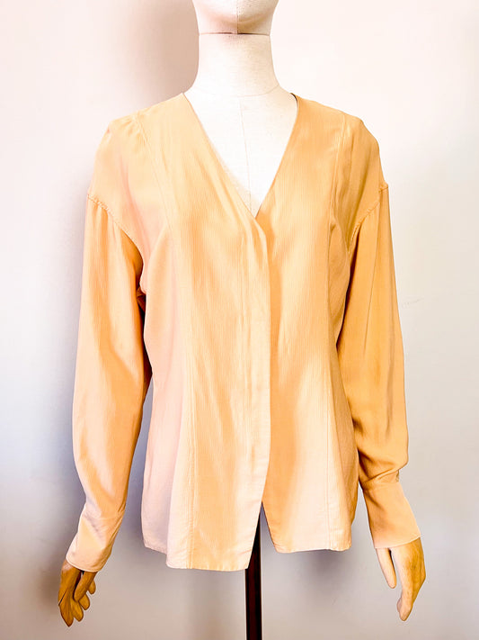 Blouse minimaliste Jil Sander + en crêpe beige T. 38