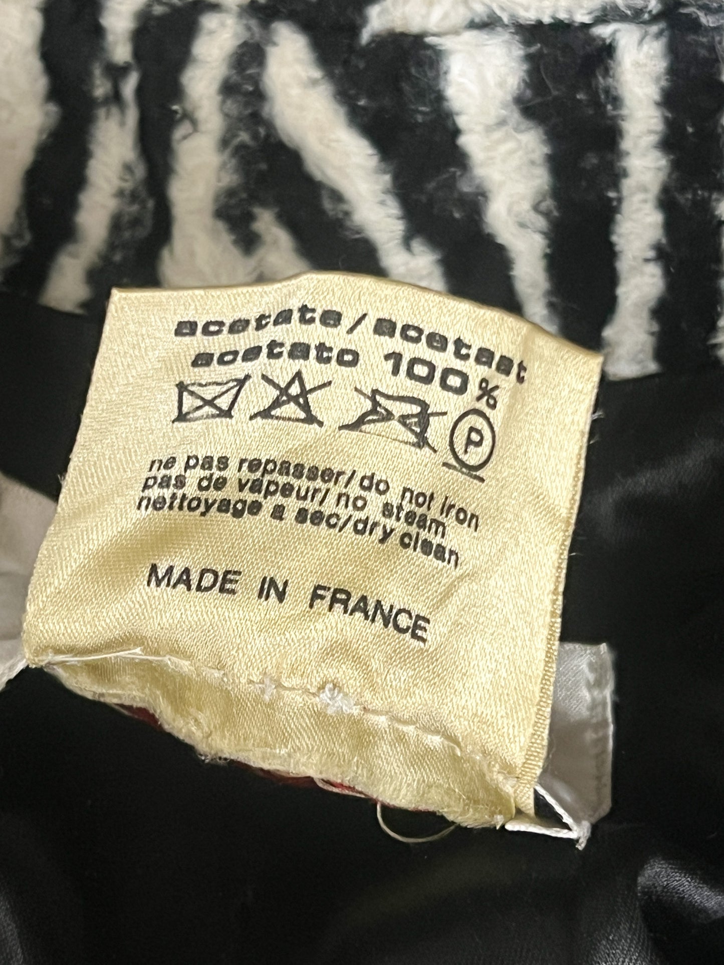 Manteau Léger Vintage Années 80 Motifs Zèbre- Fausse Fourrure en Viscose et Coton Daville pour Galeries Lafayette T 40