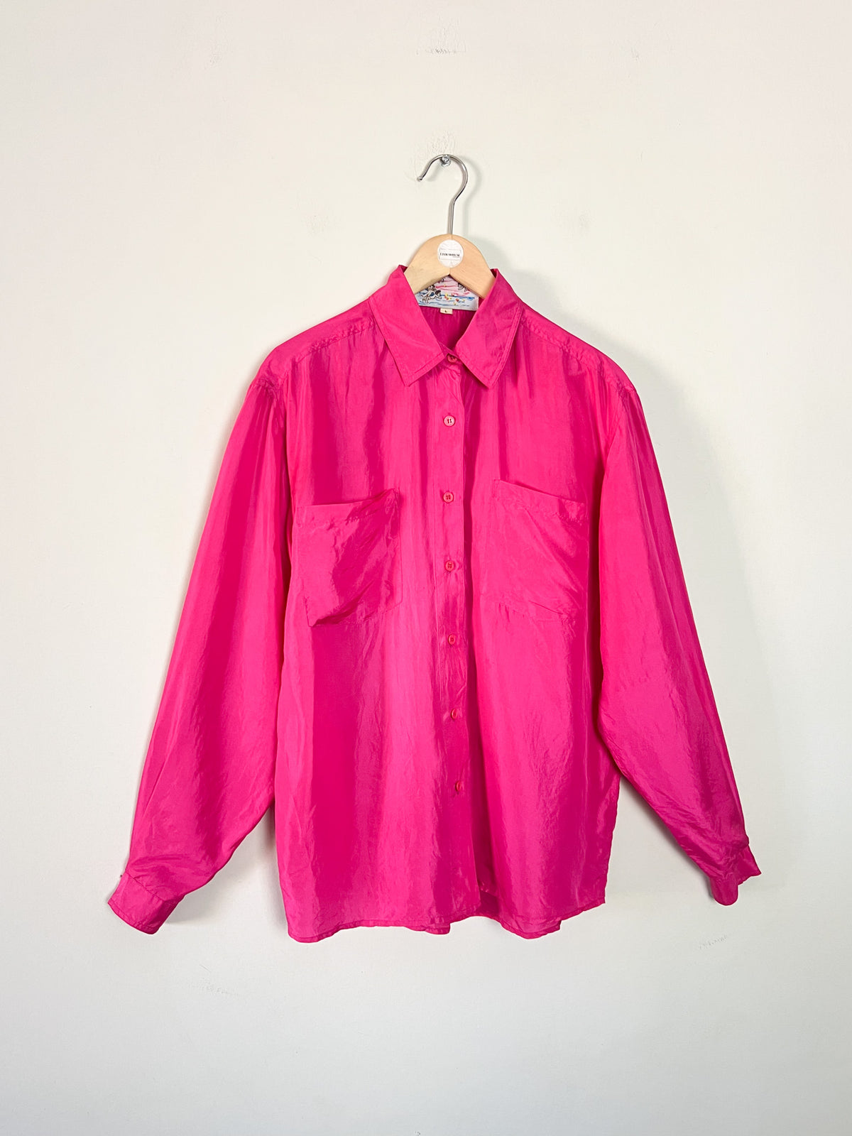 Chemisier vintage 80s pure soie rose fuchsia Lu.Lu T40 / 42