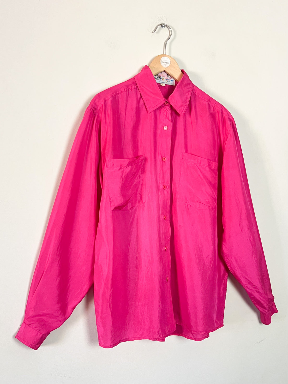 Chemisier vintage 80s pure soie rose fuchsia Lu.Lu T40 / 42