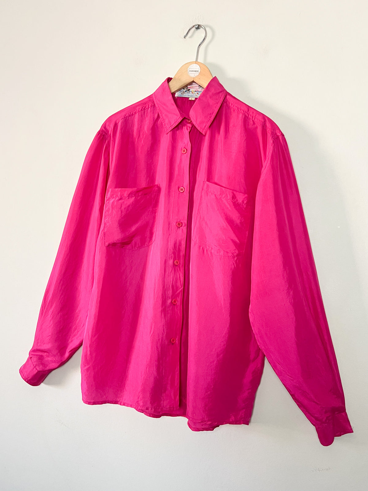 Chemisier vintage 80s pure soie rose fuchsia Lu.Lu T40 / 42