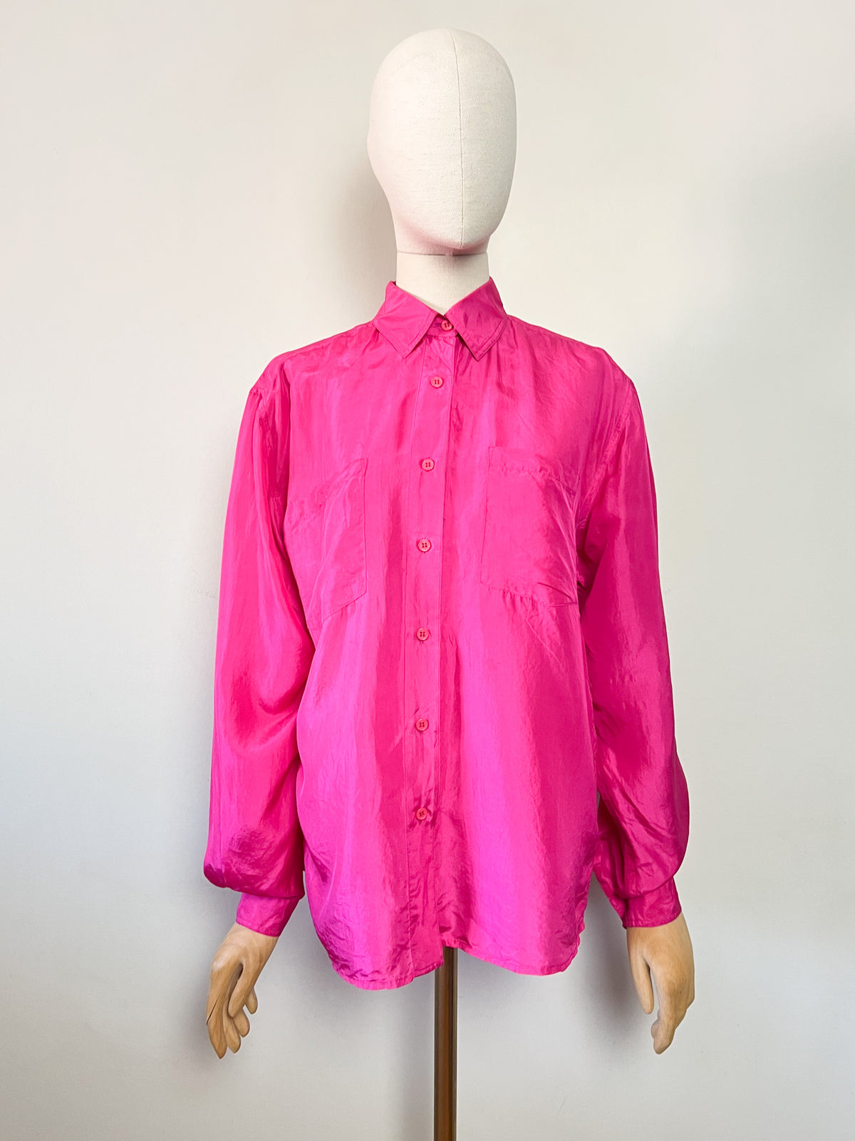 Chemisier vintage 80s pure soie rose fuchsia Lu.Lu T40 / 42
