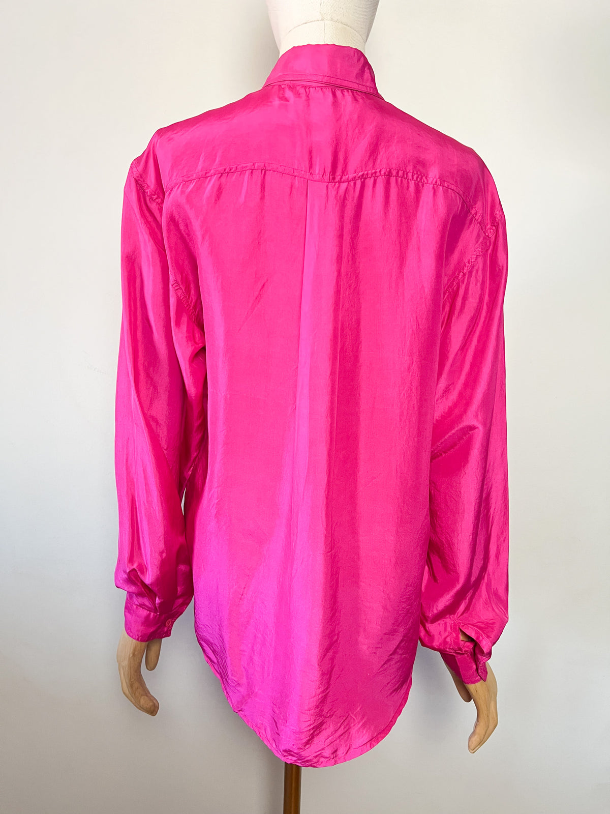 Chemisier vintage 80s pure soie rose fuchsia Lu.Lu T40 / 42