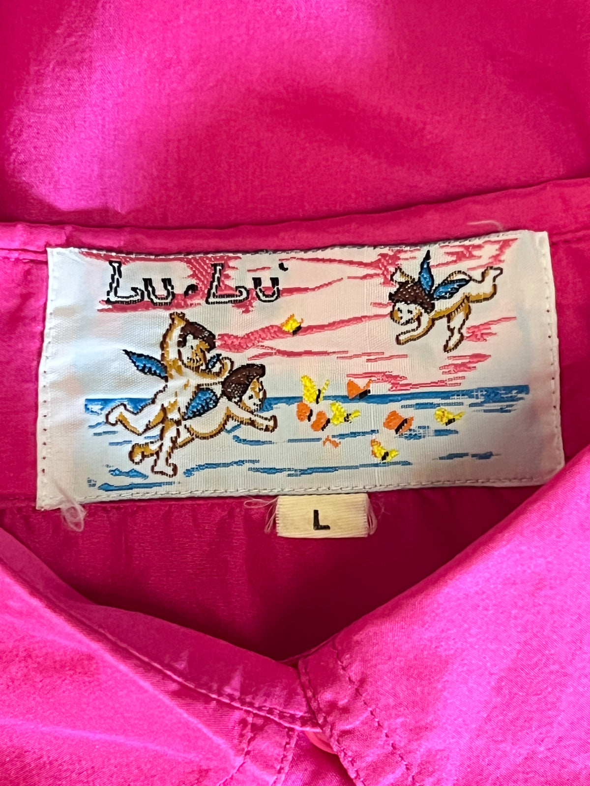 Chemisier vintage 80s pure soie rose fuchsia Lu.Lu T40 / 42