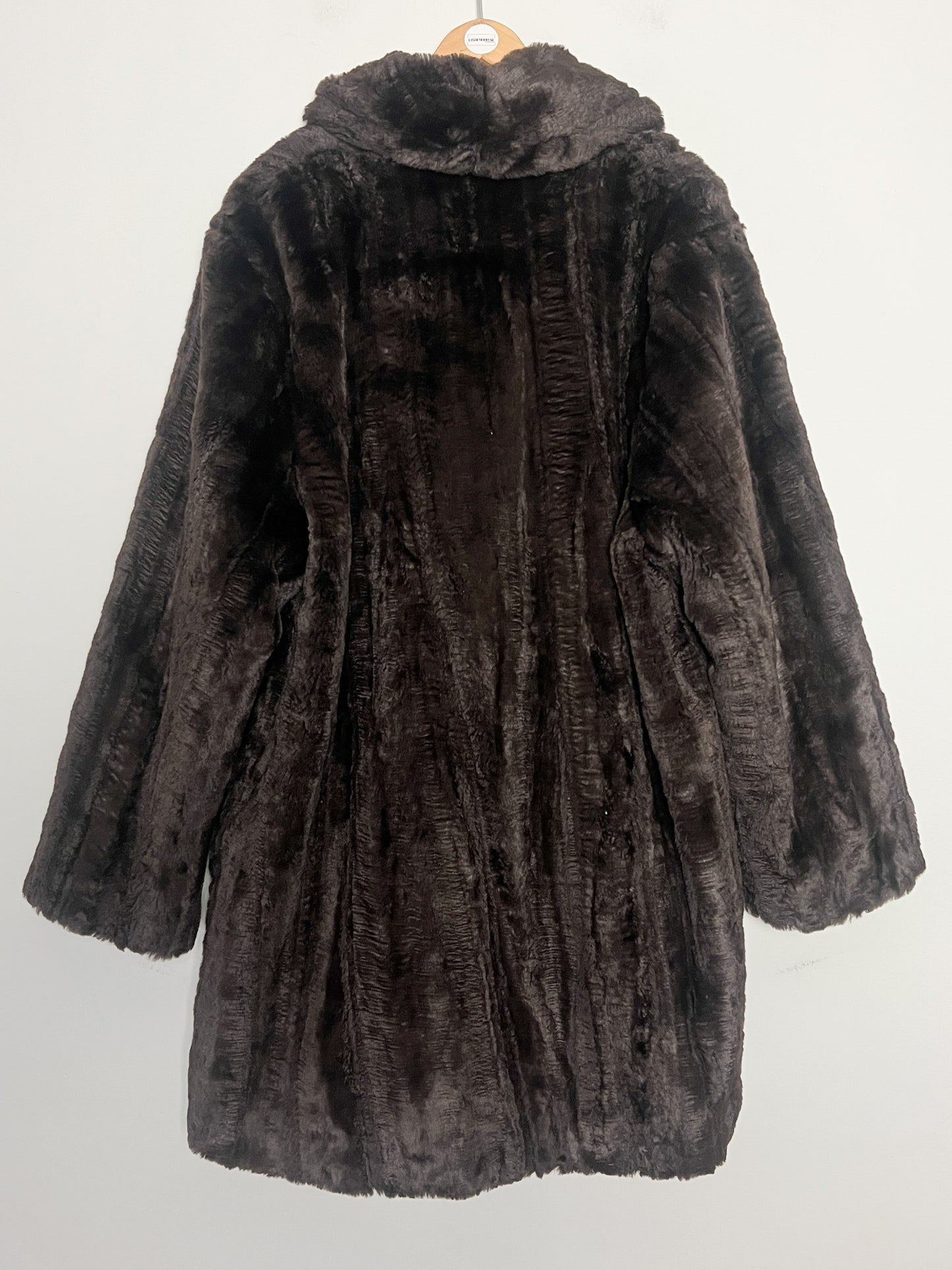 Manteau Vintage Années 80 90 Fausse Fourrure Polyacrylique Marron Col Châle Rétro - T36 Oversize