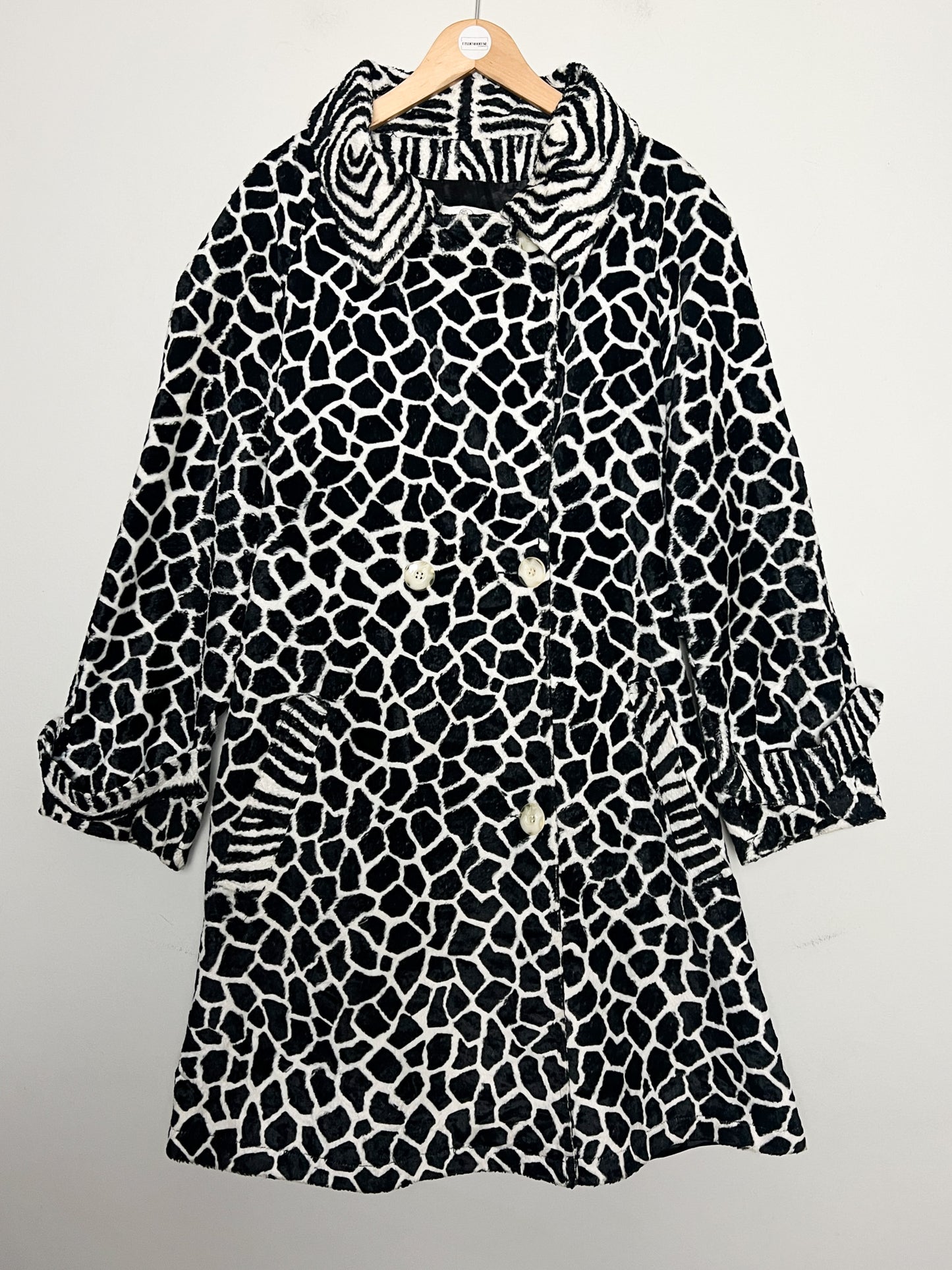 Manteau Léger Vintage Années 80 Motifs Zèbre- Fausse Fourrure en Viscose et Coton Daville pour Galeries Lafayette T 40