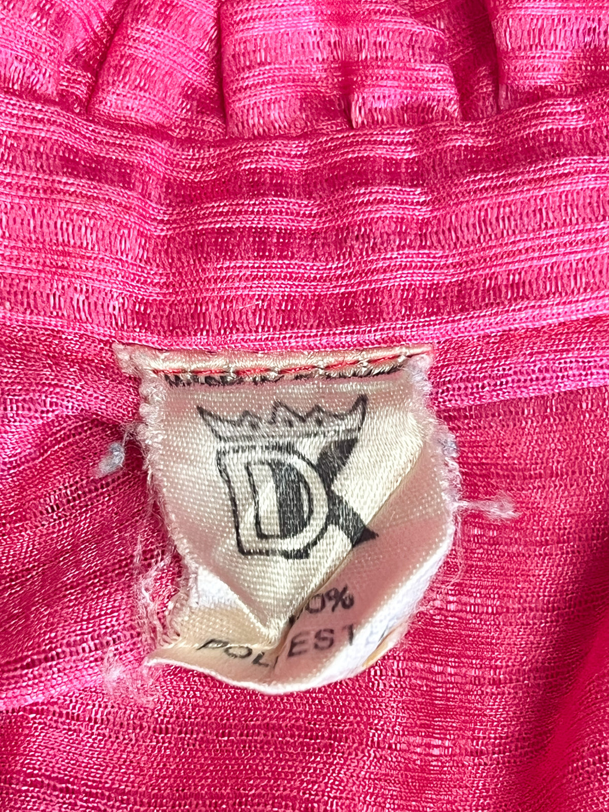 Chemisier vintage rose fuchsia col volanté Made in France T. 36/38