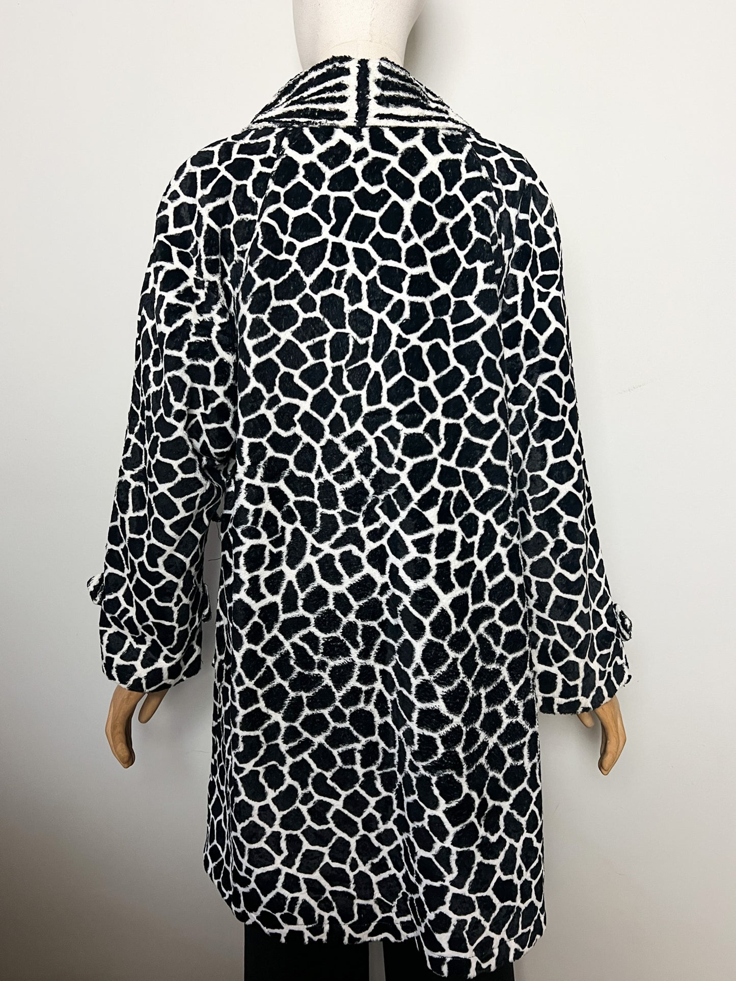 Manteau Léger Vintage Années 80 Motifs Zèbre- Fausse Fourrure en Viscose et Coton Daville pour Galeries Lafayette T 40