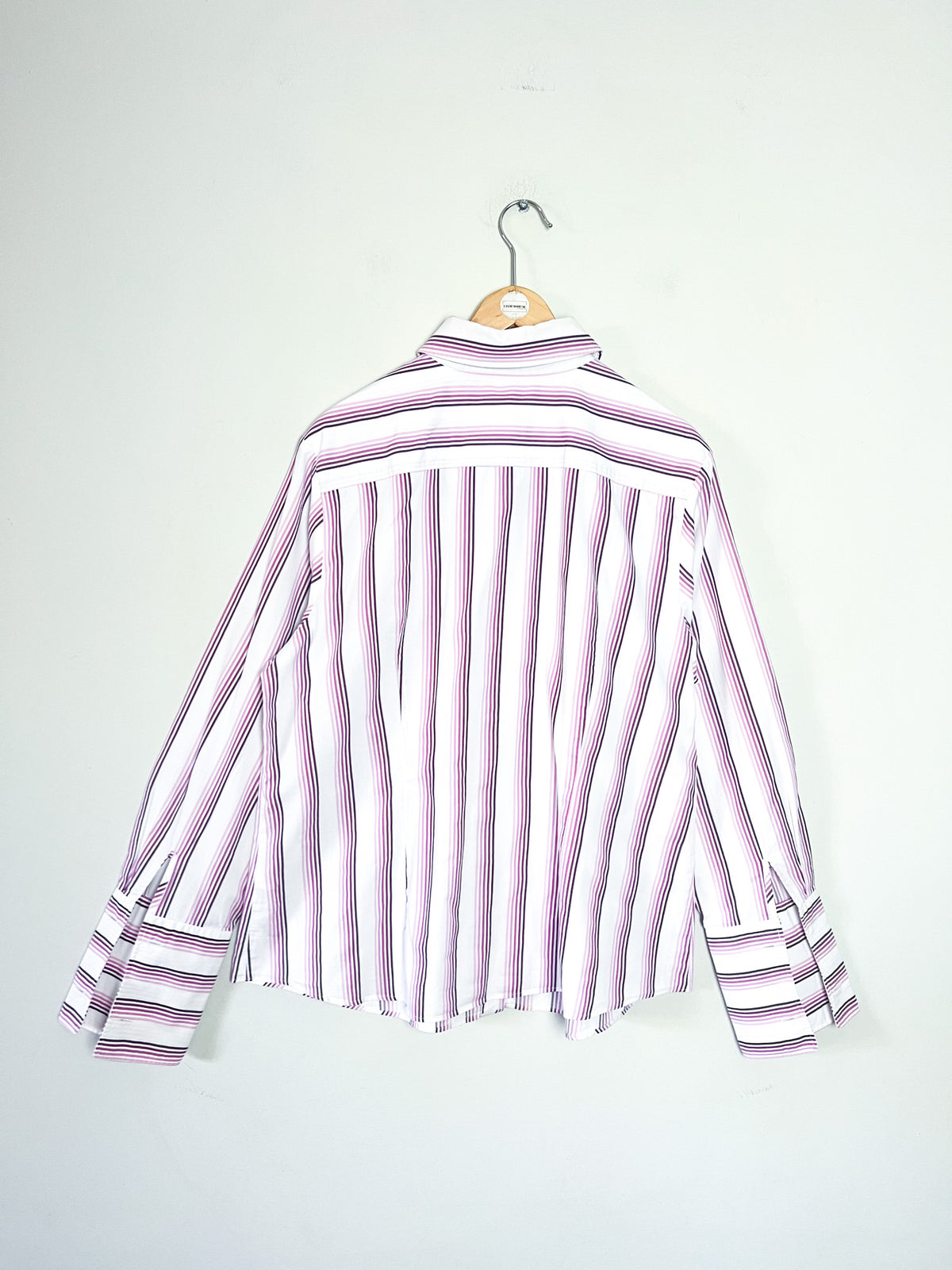 Chemisier rayé rose & bordeaux poignets mousquetaires 100% coton Seidensticker T46