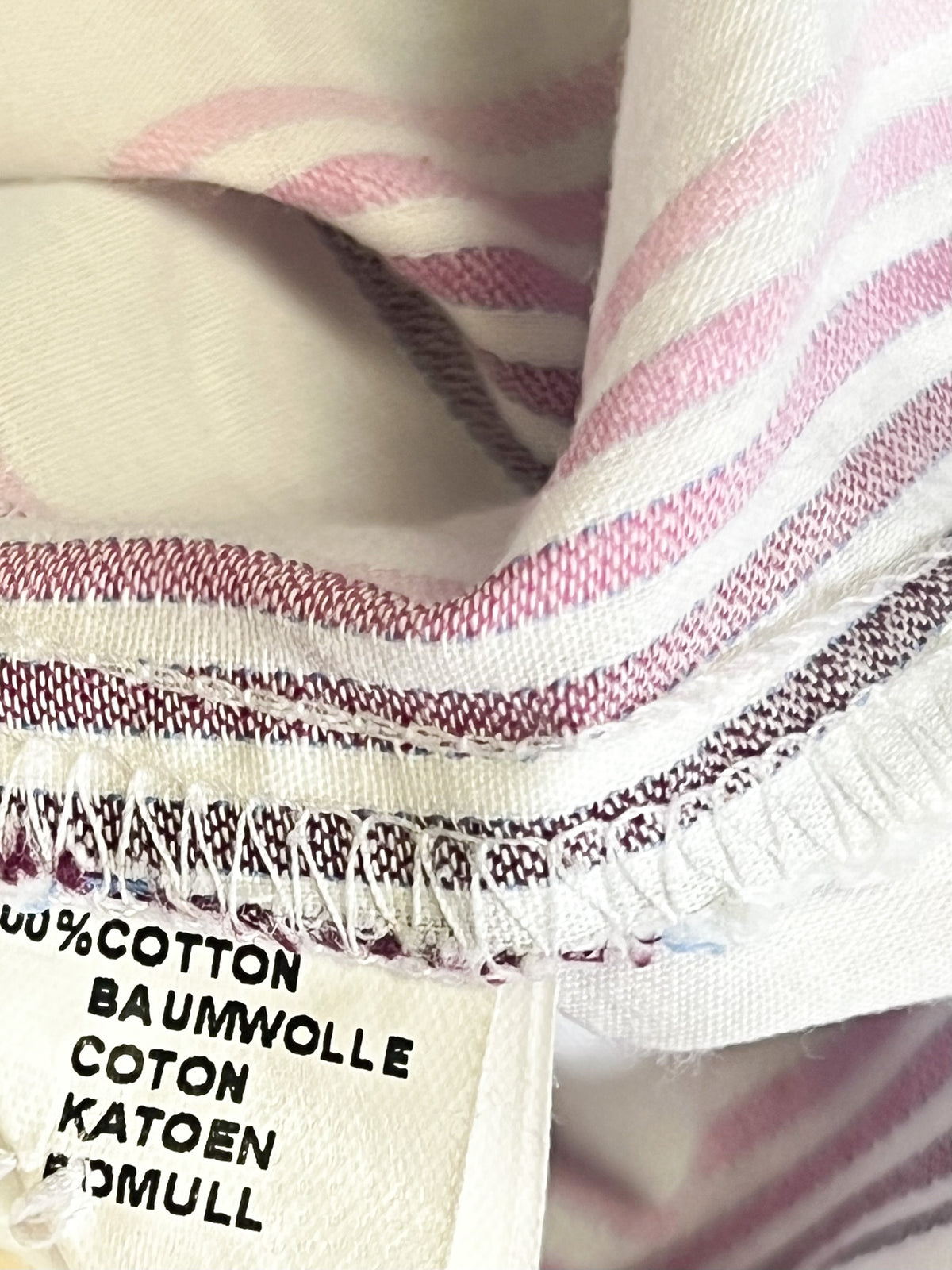 Chemisier rayé rose & bordeaux poignets mousquetaires 100% coton Seidensticker T46
