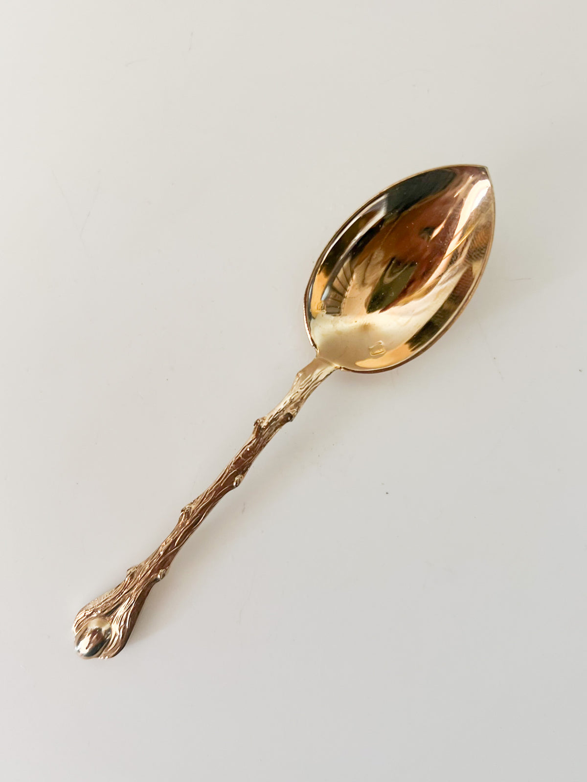 Lot 6 cuillères moka métal doré or fin 24K Saint-Médard vintage 60s motif feuille