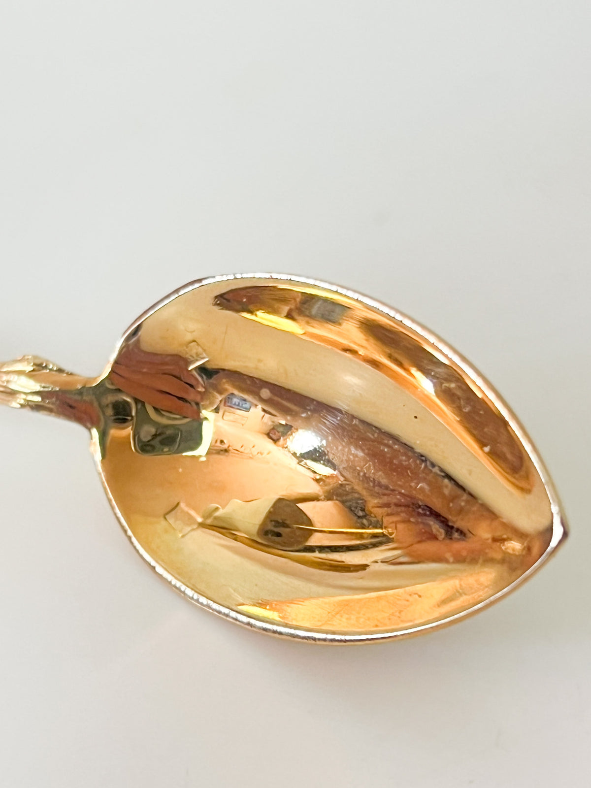 Lot 6 cuillères moka métal doré or fin 24K Saint-Médard vintage 60s motif feuille