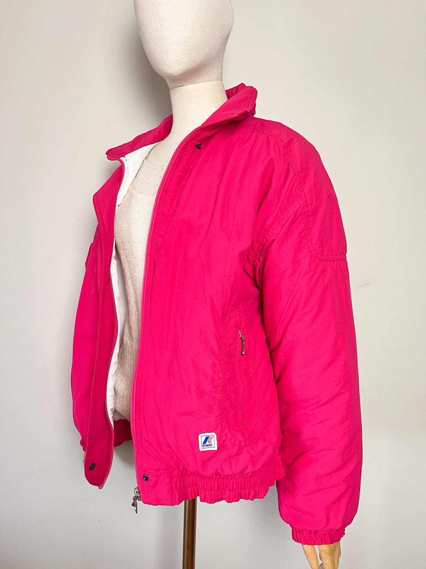 Blouson K-WAY Vintage Années 80 90 Rose Fuchsia - Collector- T. 42