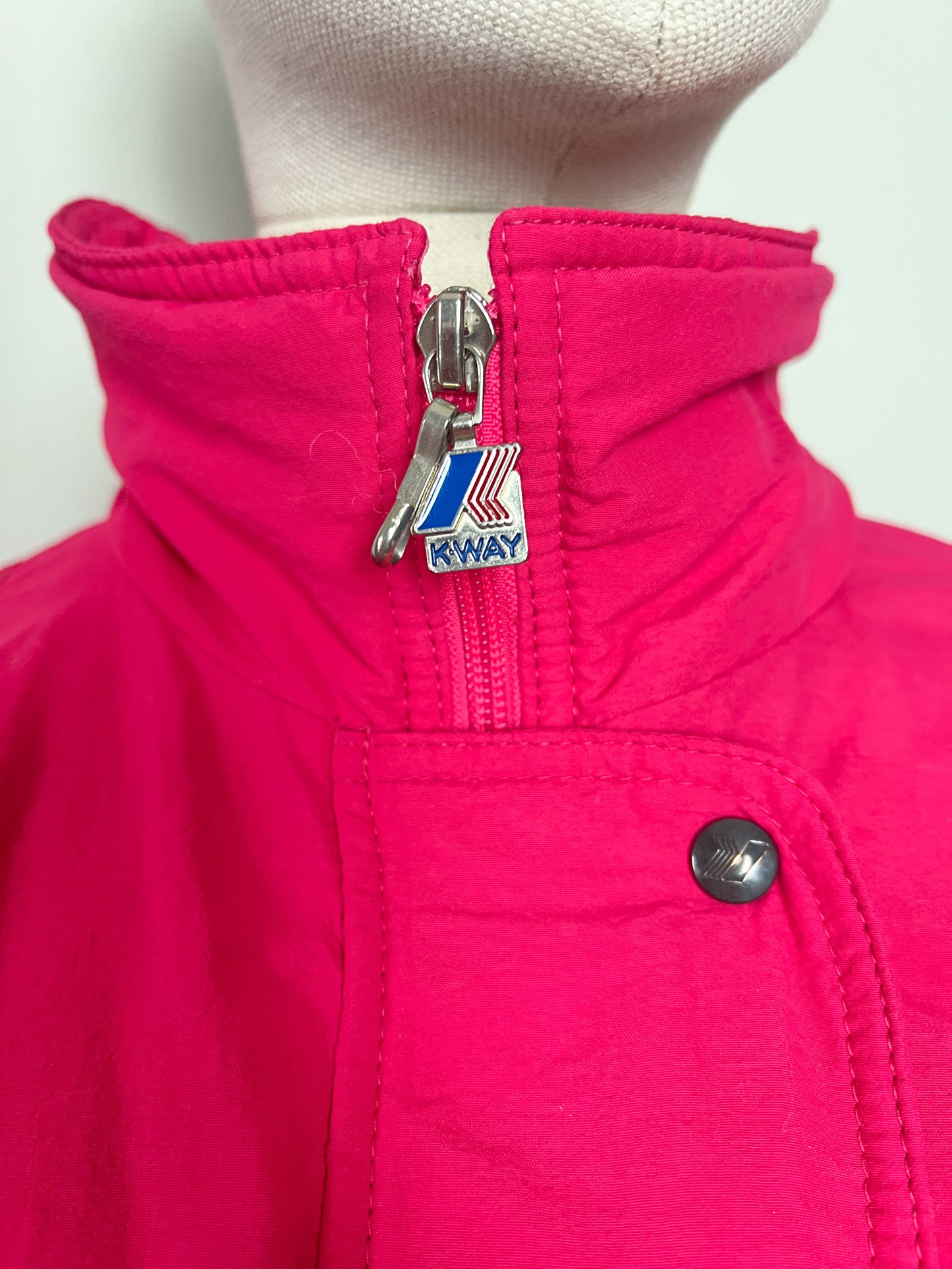 Blouson K-WAY Vintage Années 80 90 Rose Fuchsia - Collector- T. 42
