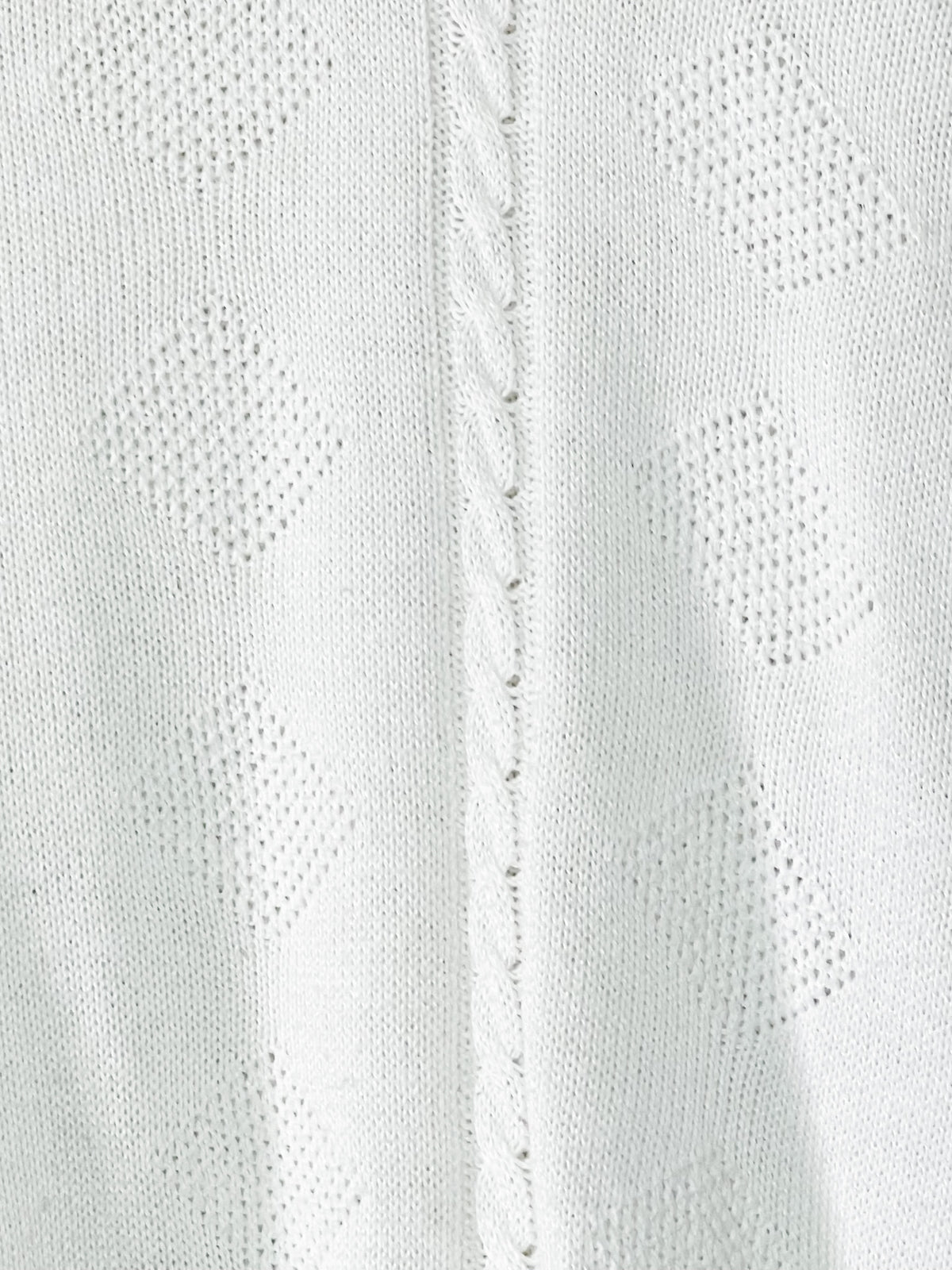Pull fin manches courtes blanc vintage années 80 maille ajourée T M/L