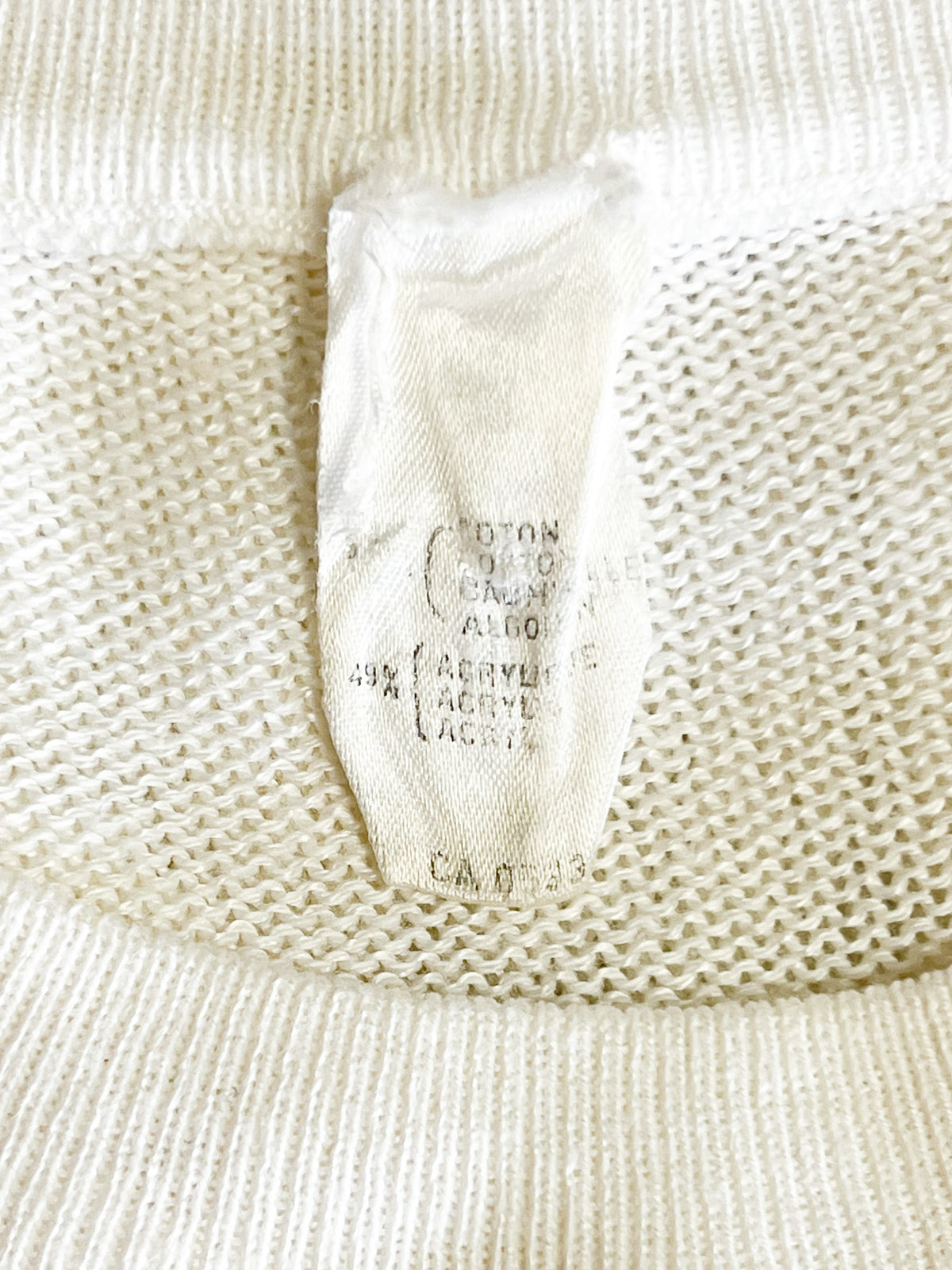 Pull fin manches courtes blanc vintage années 80 maille ajourée T M/L