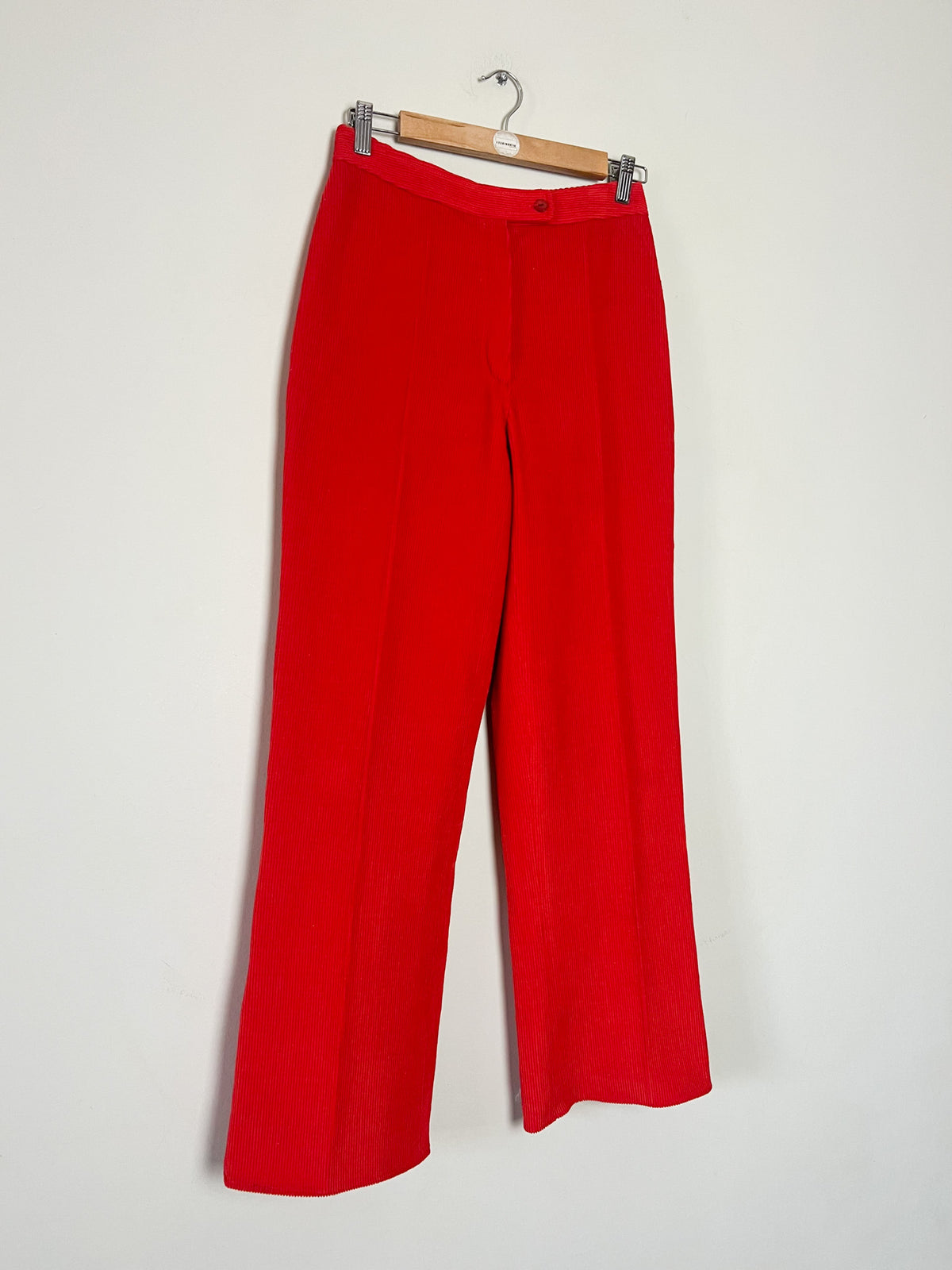 Pantalon vintage années 70 en velours rouge Jambes larges Taille 34/36