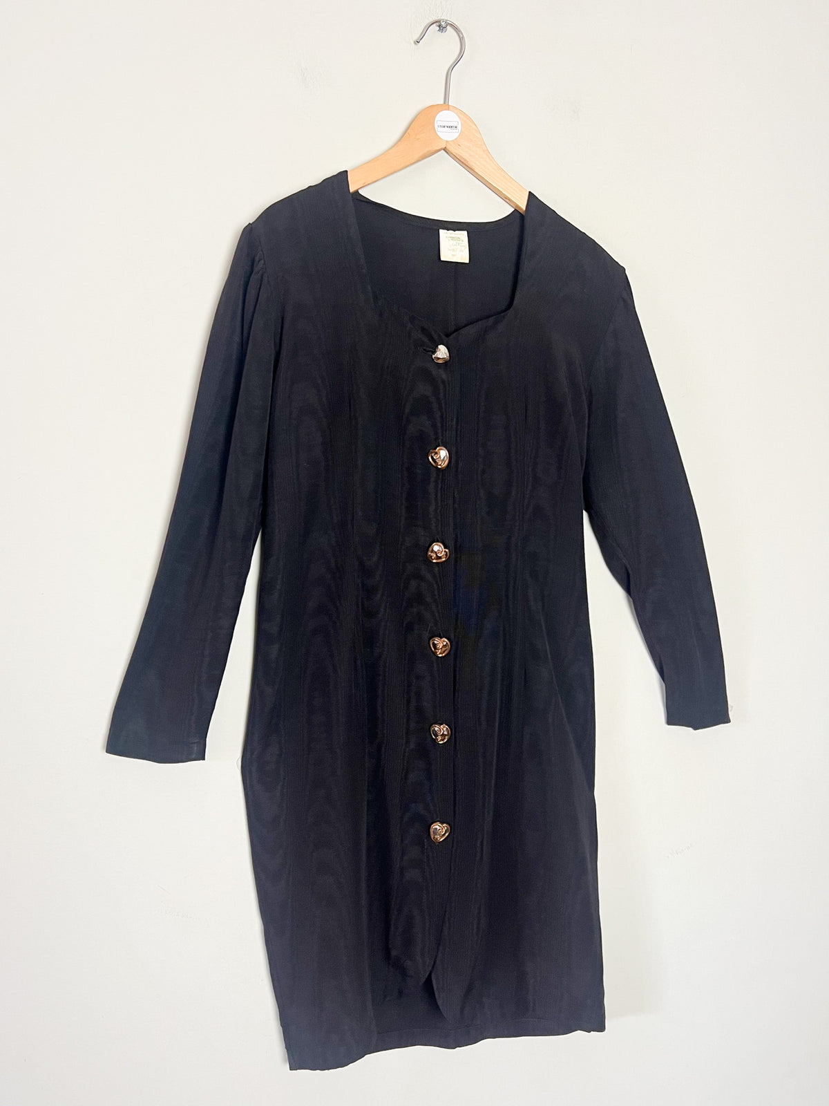 Robe noire vintage moirée Chantal Rosner pour Cartoon T38