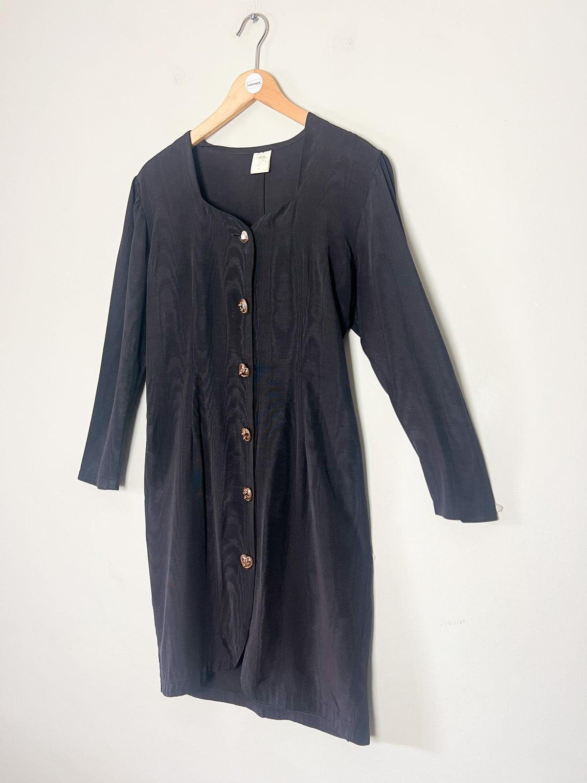 Robe noire vintage moirée Chantal Rosner pour Cartoon T38