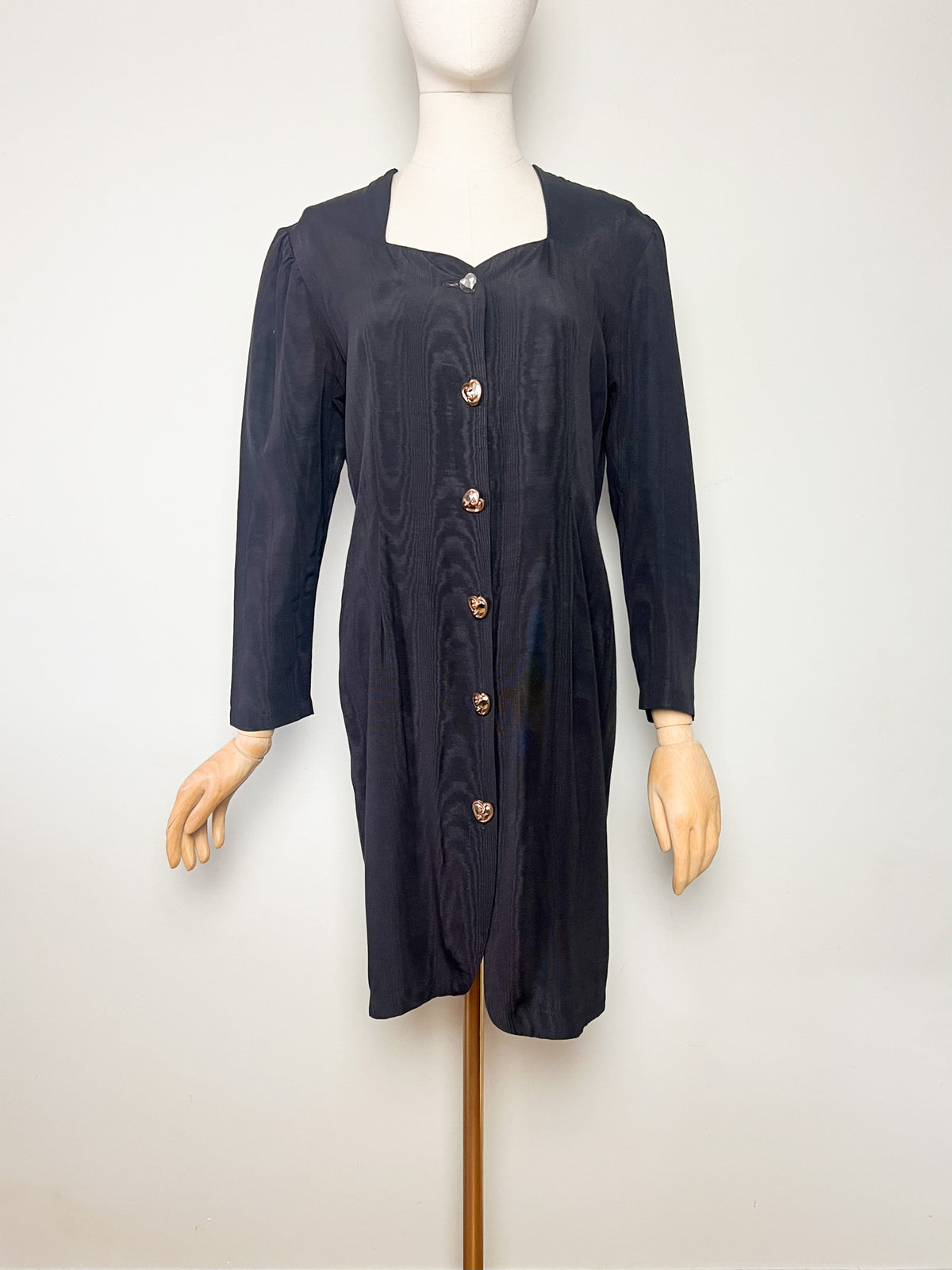 Robe noire vintage moirée Chantal Rosner pour Cartoon T38