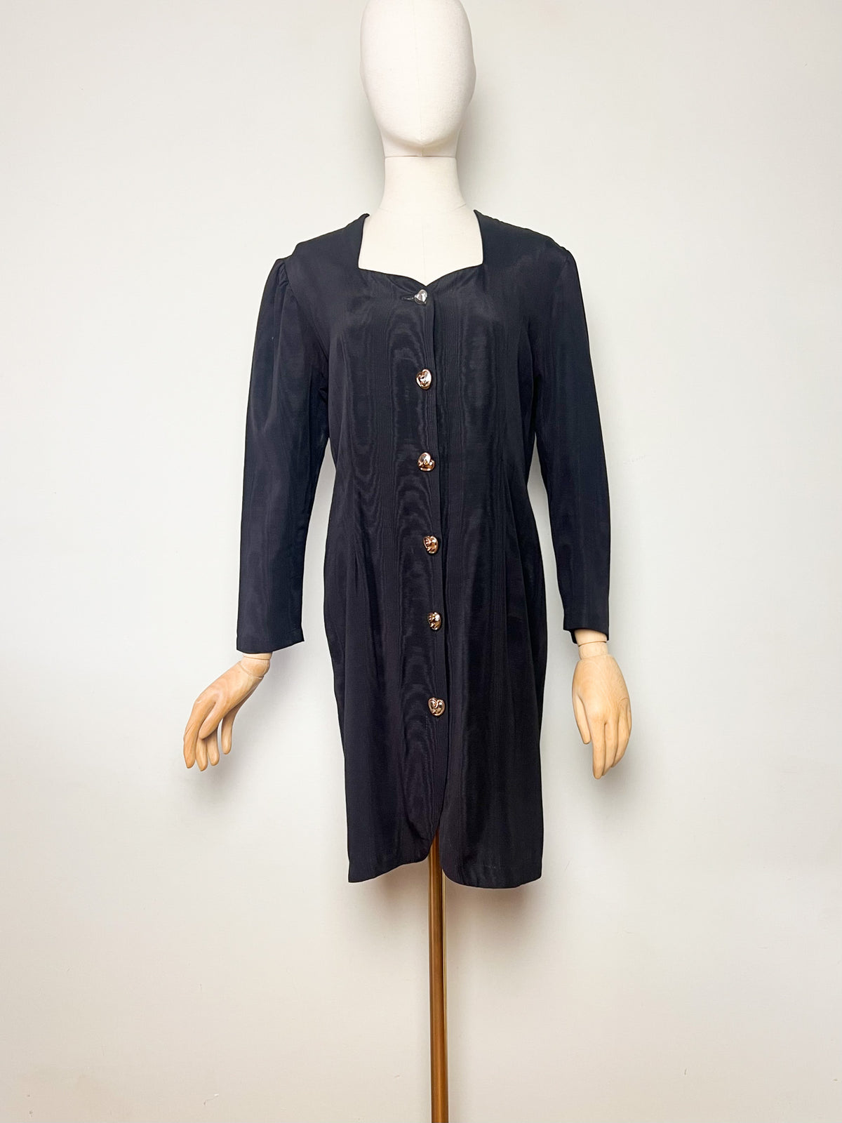 Robe noire vintage moirée Chantal Rosner pour Cartoon T38