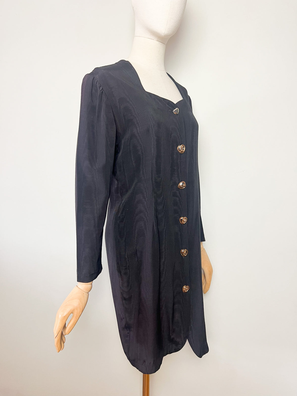 Robe noire vintage moirée Chantal Rosner pour Cartoon T38