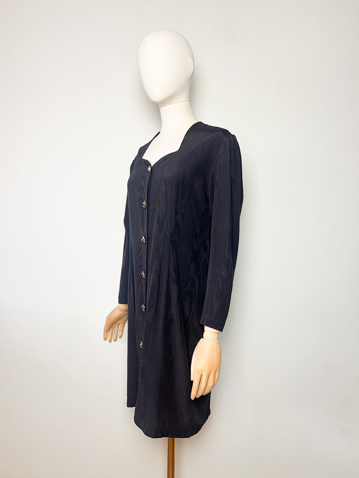 Robe noire vintage moirée Chantal Rosner pour Cartoon T38