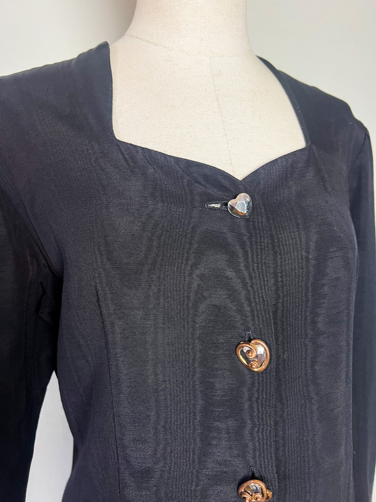 Robe noire vintage moirée Chantal Rosner pour Cartoon T38