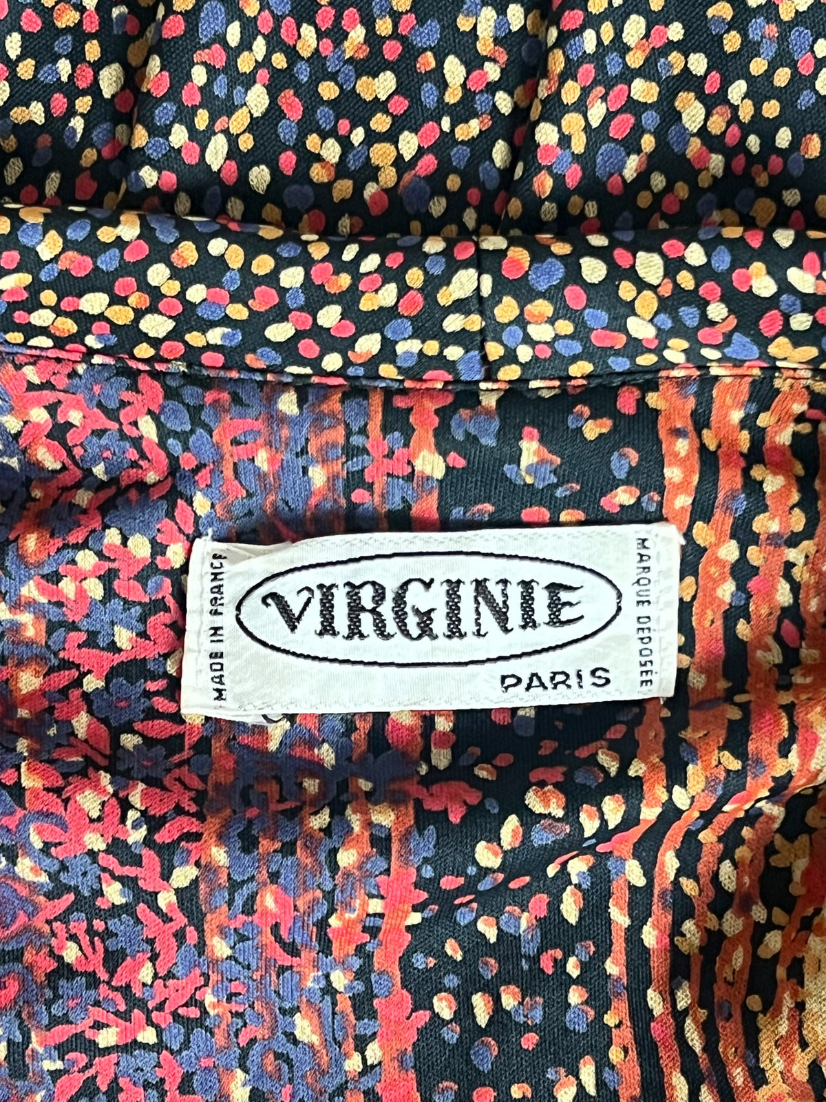 Robe midi cache-cœur vintage 70s imprimées multicolore Made in France (T36/38)