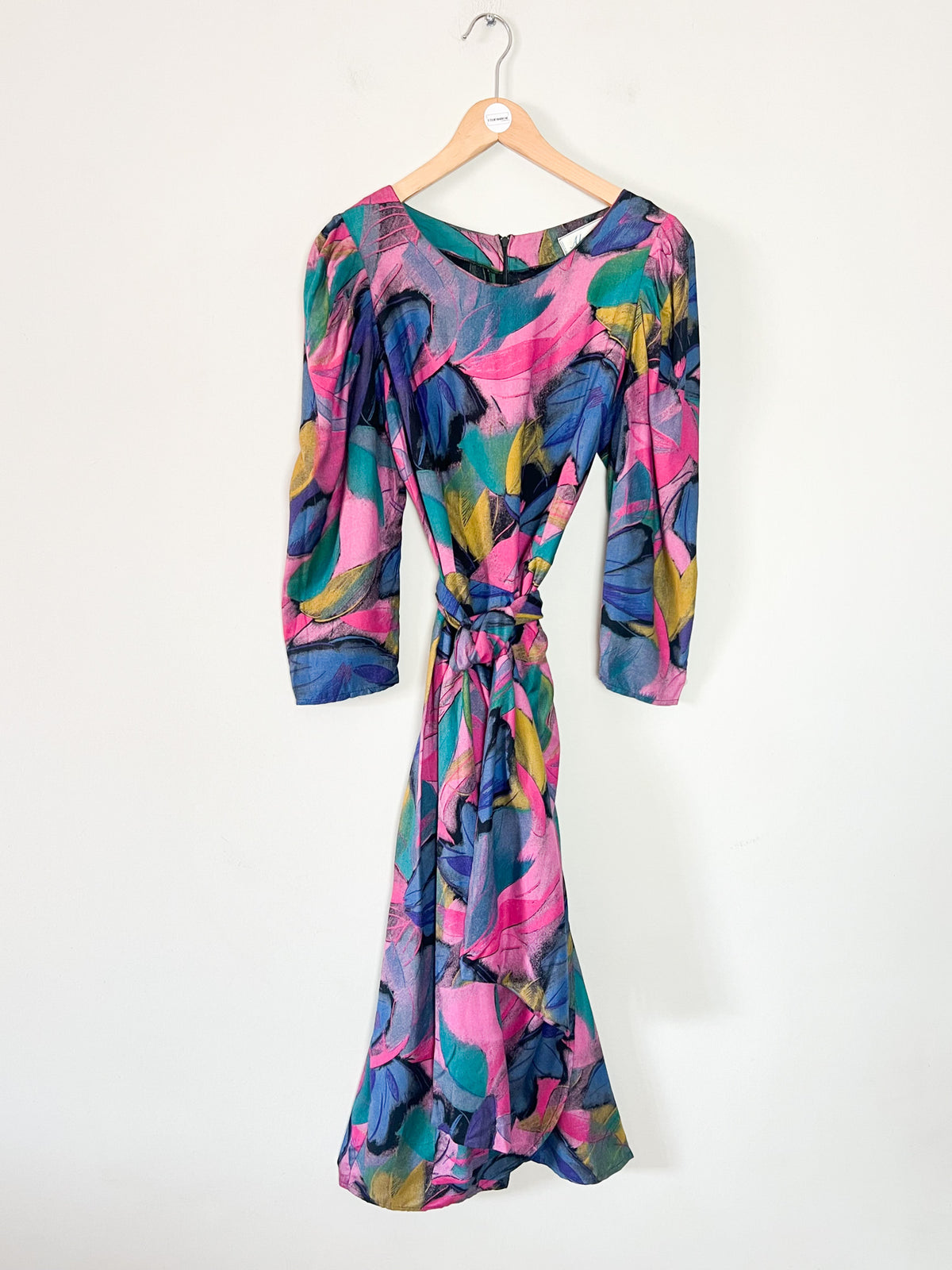 Robe midi portefeuille vintage 80s Alouette Paris Made in France 100% viscose (T36)